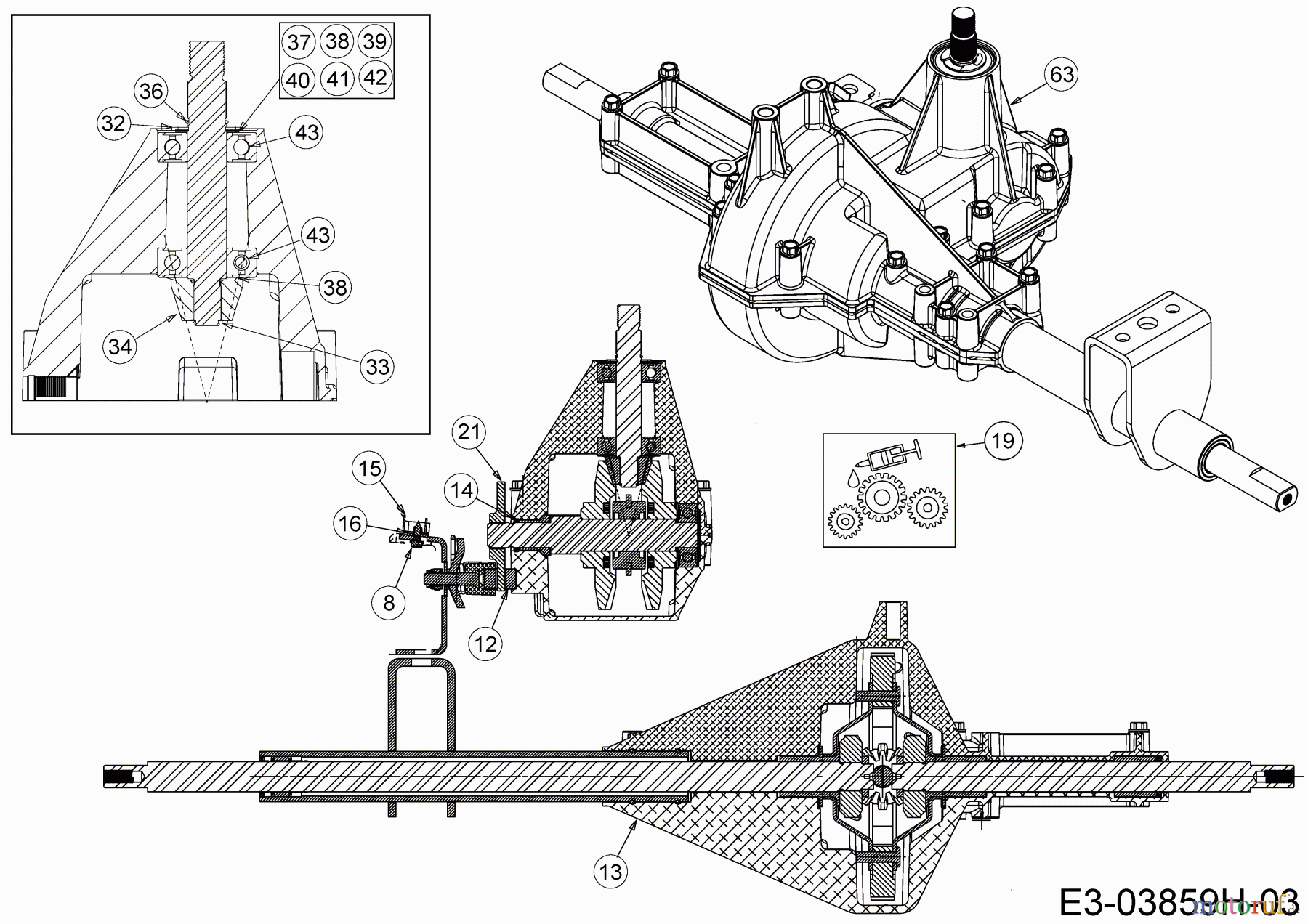  Bricolage Tracteurs de pelouse INV A13092 AB 13AH76SE648  (2020) Boîte de vitesse 1