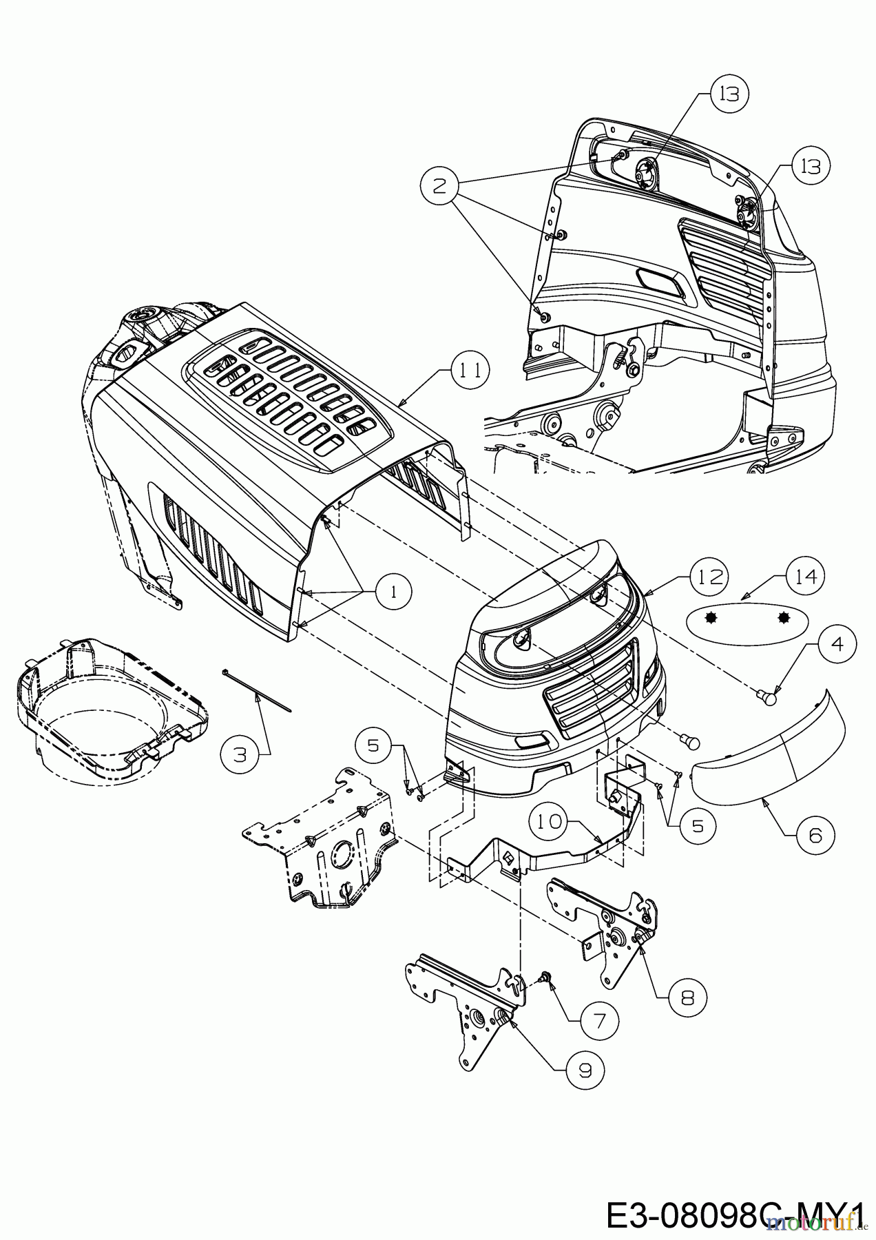  Riwall Tracteurs de pelouse RLT 92 T 13AB765E623  (2020) Capot de moteur 5-Style