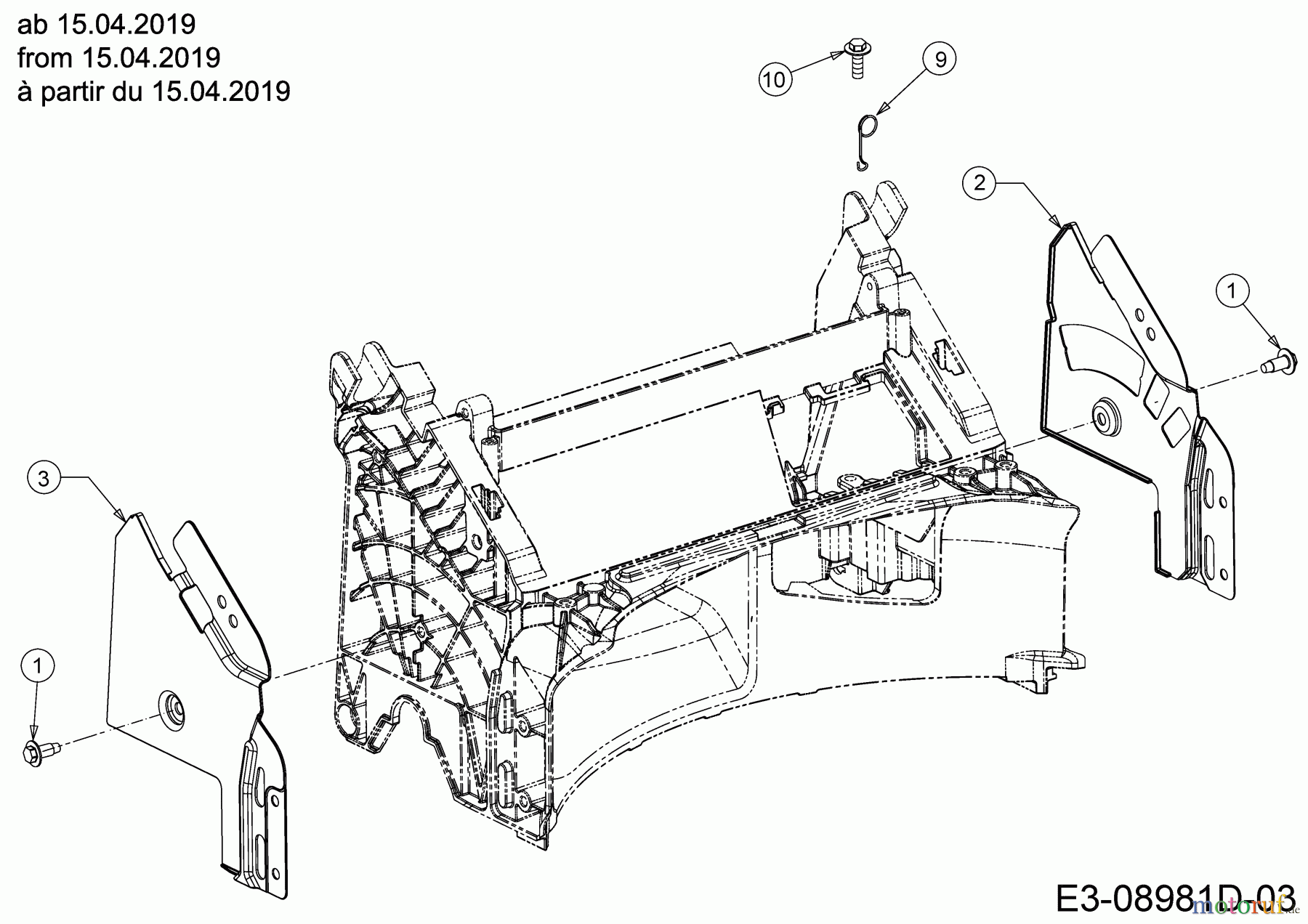  MTD Tondeuse thermique tractée Smart 53 SPBS 12C-PY5L600 (2019) Support de brancard à partir du 15.04.2019