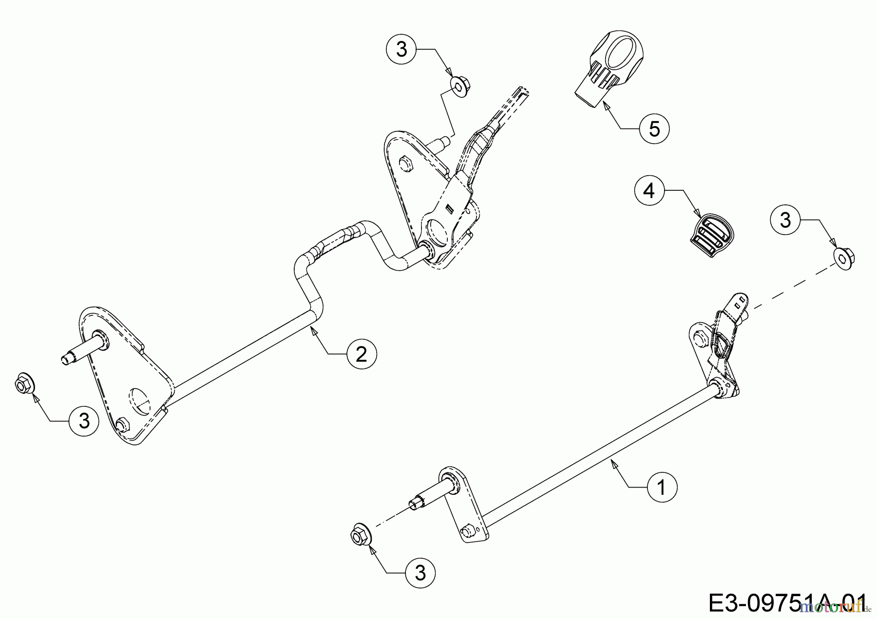  Beaux Jours Tondeuse thermique tractée BJ 5553 SH 12A-PFDQ613  (2019) Axes, Réglage hauteur