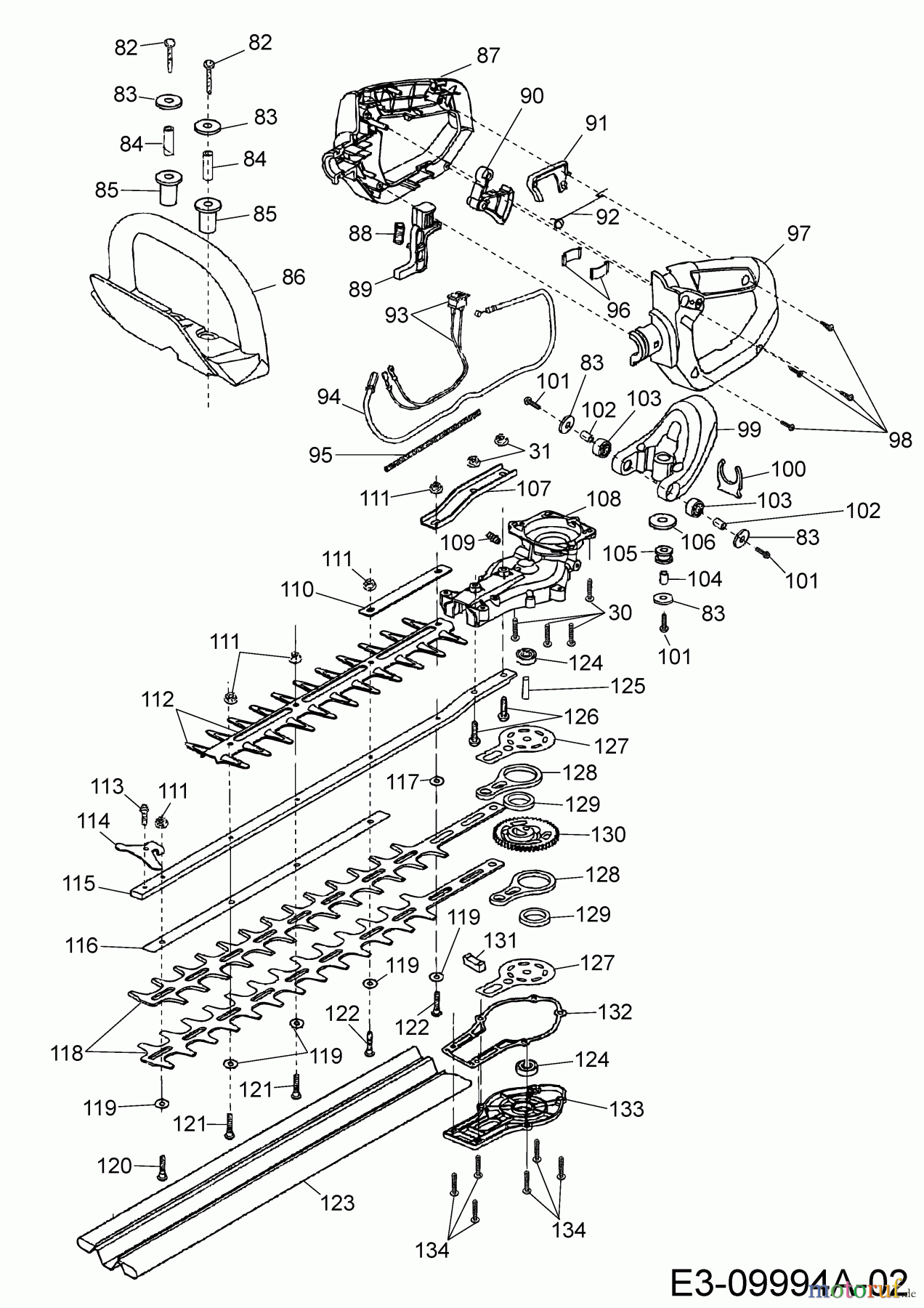  MTD Tailles haie thermique GHT 45/28 41AQ0HV0678  (2019) Boîte de vitesse, Poignée, Lame