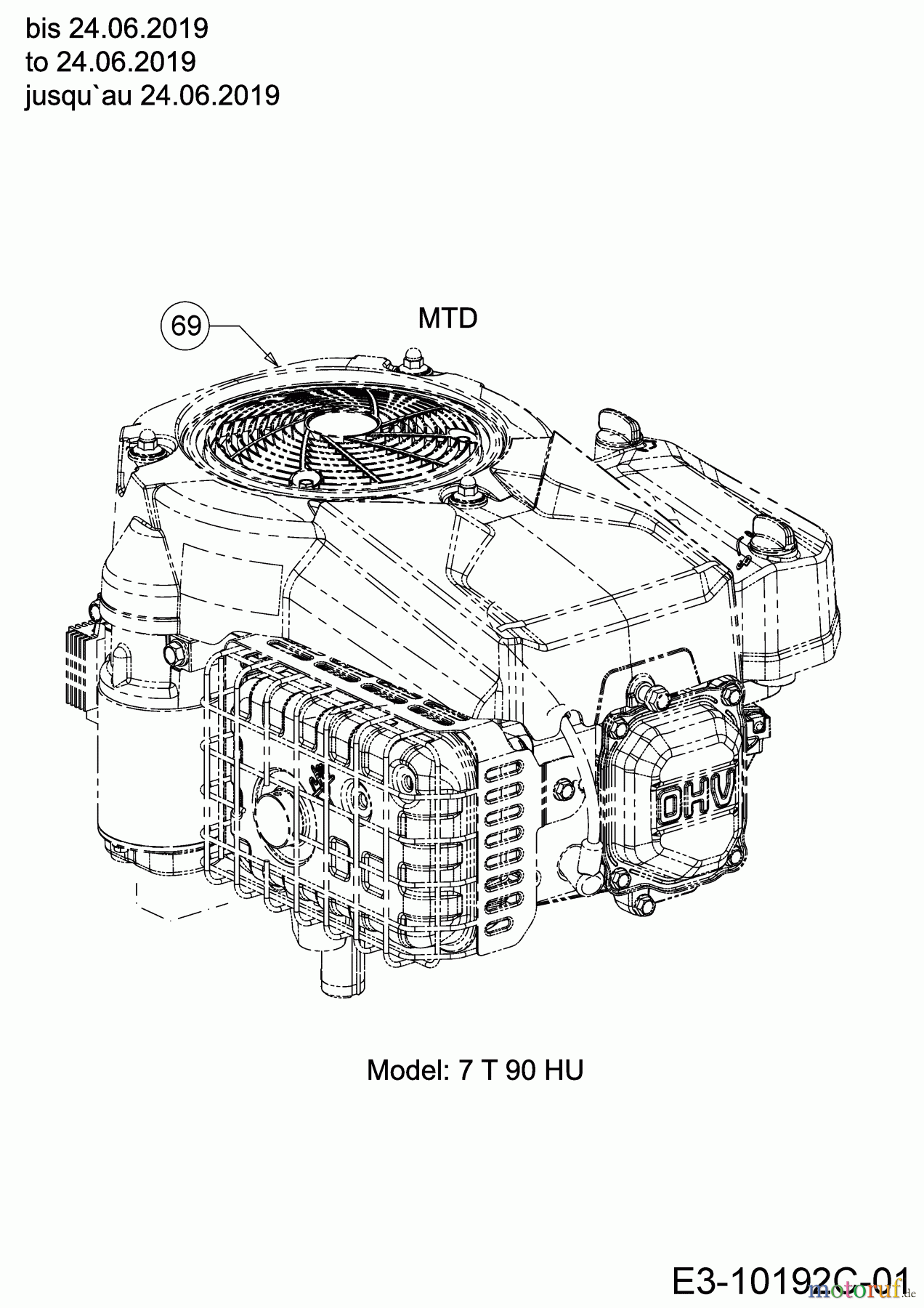  Tigara Tracteurs de pelouse TG 15/96 HE 13AB79KF649 (2019) Moteur MTD