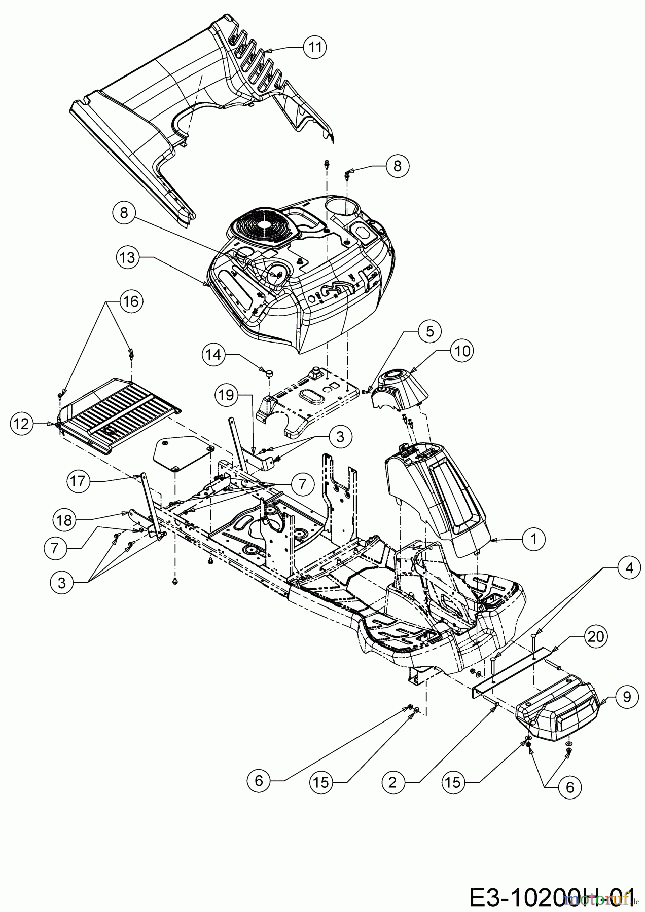  MTD Tracteurs de pelouse Minirider 76 RDE 13A726SD600  (2020) Habillages