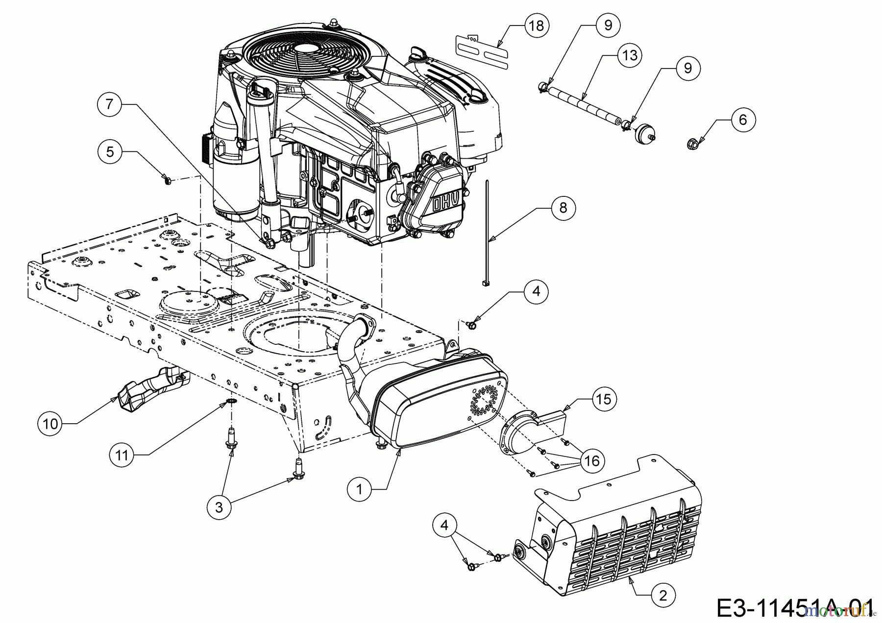  MTD Tracteurs de pelouse Smart RN 145 13A876KN600  (2020) Accessoires moteur