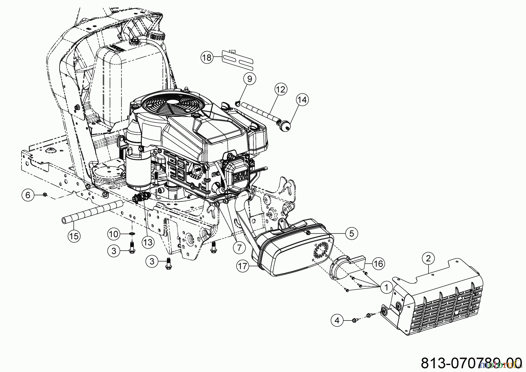  Riwall Tracteurs de pelouse RLT 92 H 13BB715E623 (2021) Accessoires moteur
