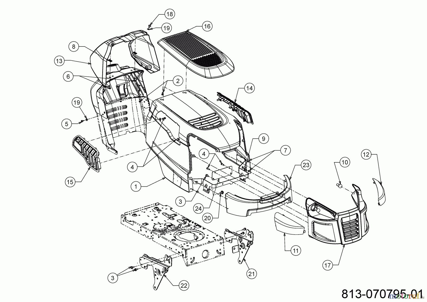  Bricolage Tracteurs de pelouse INV A13096 LB 13BH76SF648 (2021) Capot de moteur