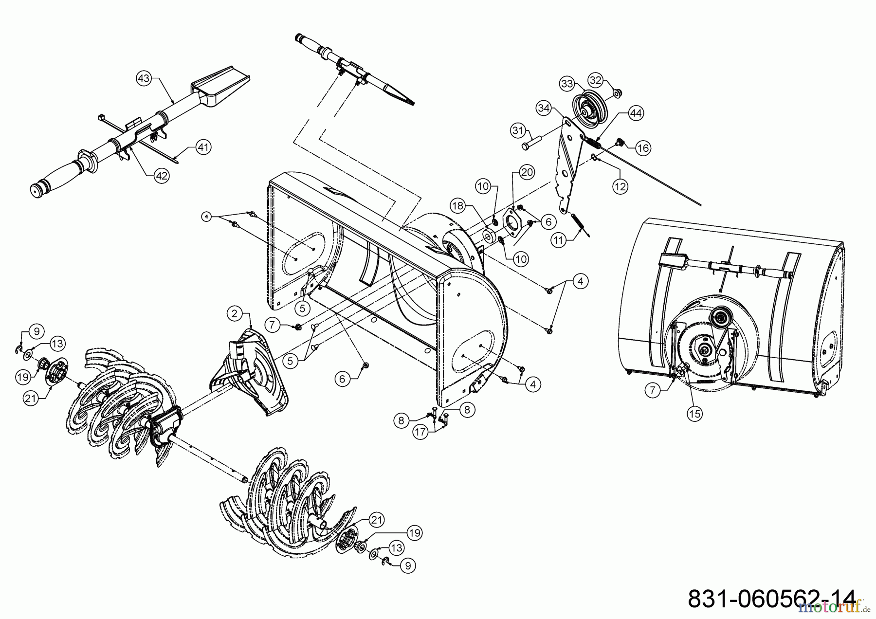  MTD Fraises à neige Optima ME 66 31AY5FS3678 (2023) Roue à aubes, poulie, outil de nettoyage