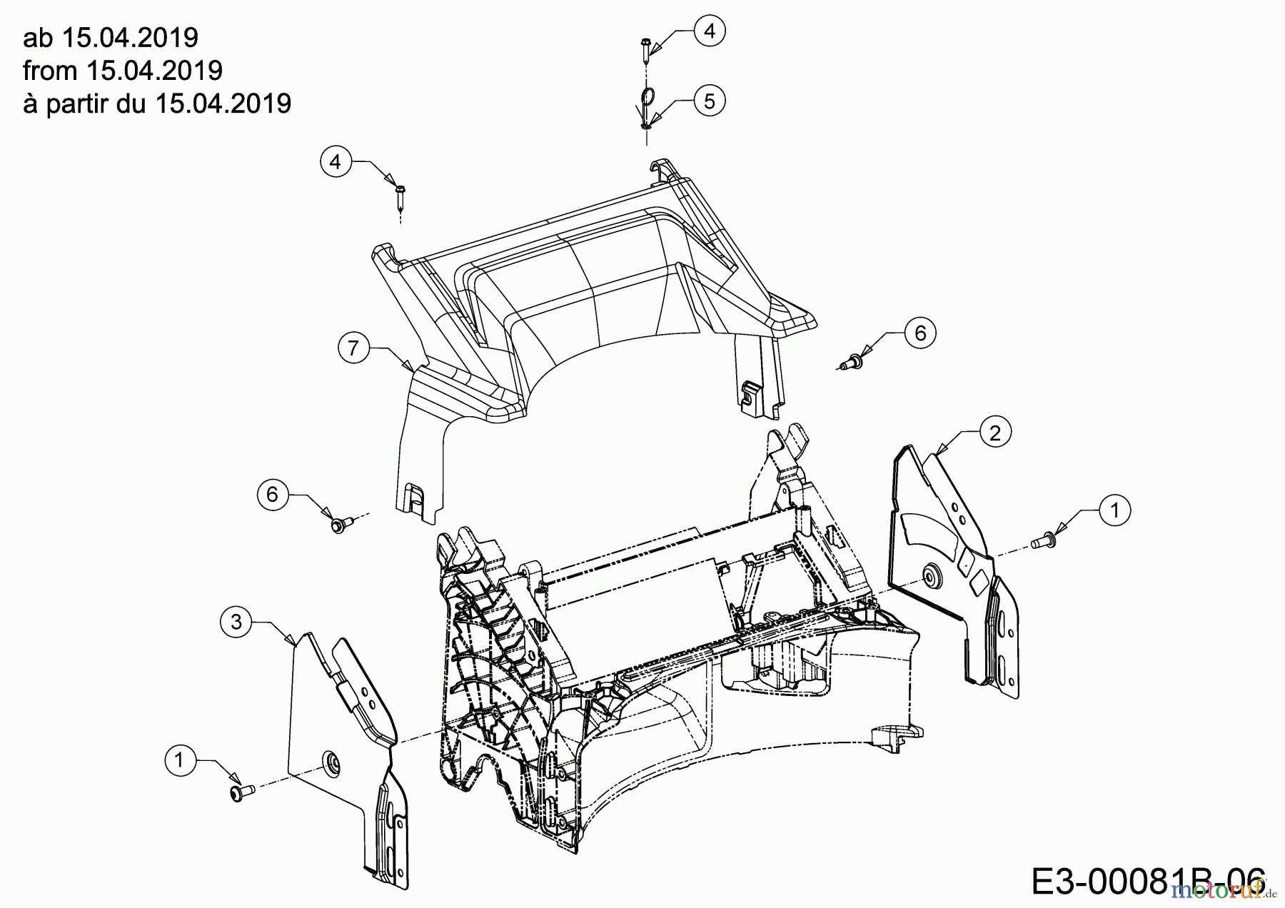  Cub Cadet Tondeuse thermique tractée LM3 ER53S 12BBPV7D603 (2019) Couvercle de protection arrière, Support de mancheron (6)