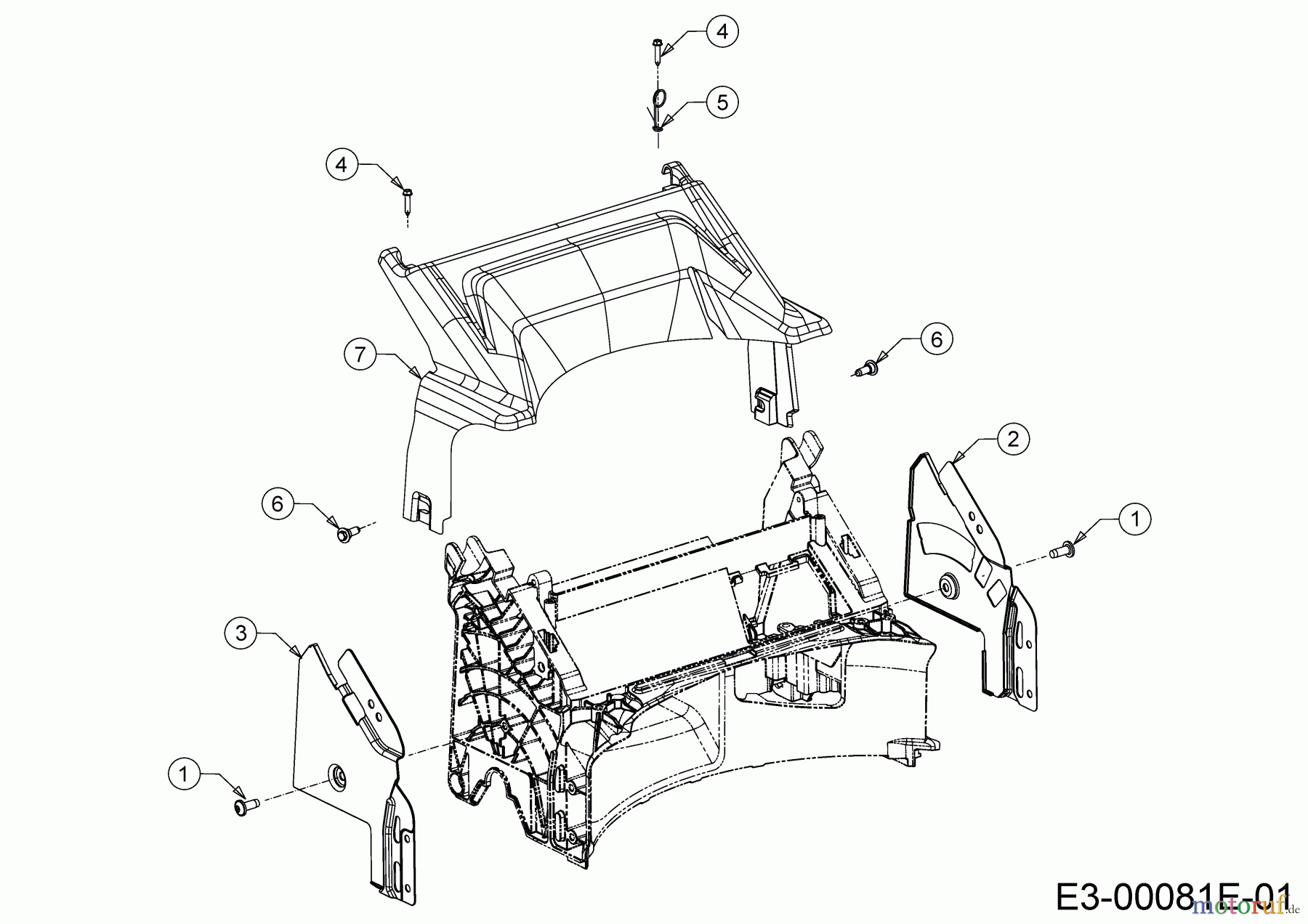  Cub Cadet Tondeuse thermique tractée LM3 ER53S 12ABPV7D603 (2020) Couvercle de protection arrière, Support de mancheron