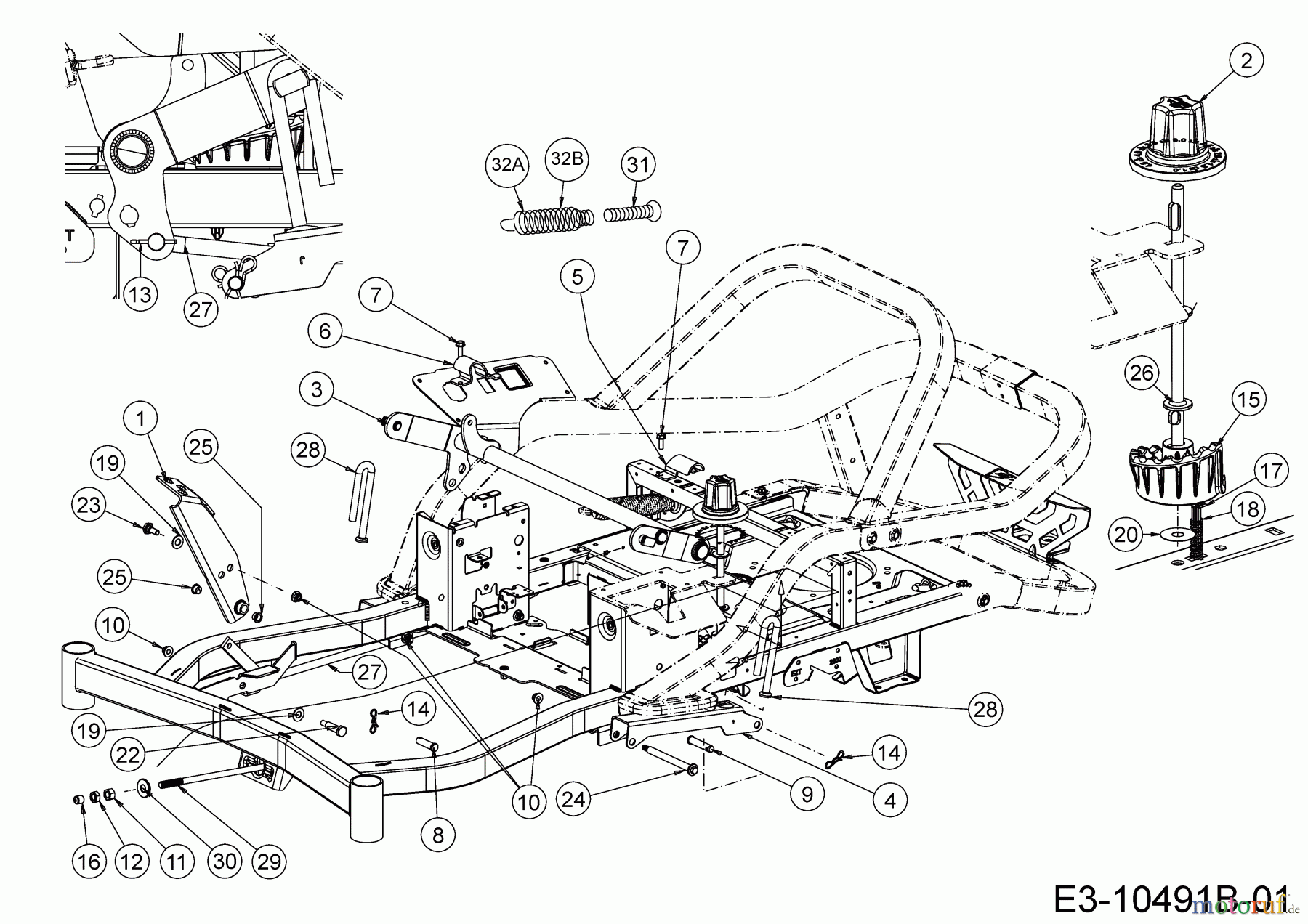  Cub Cadet Zero Turn XZ5 L127 17AIEACZ603 (2020) Relevage plateau de coupe