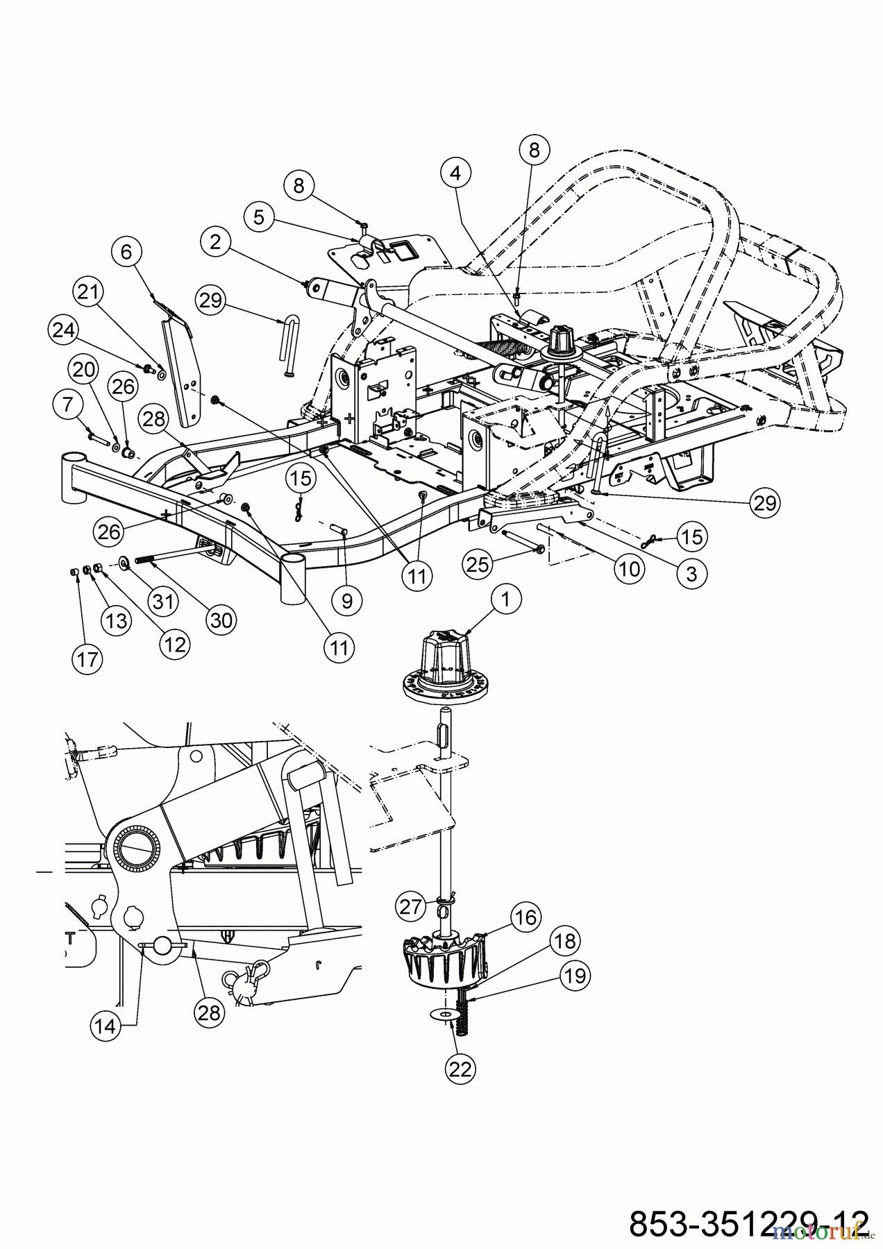  Cub Cadet Zero Turn XZ5 L107 17AAEACS603 (2021) Relevage plateau de coupe