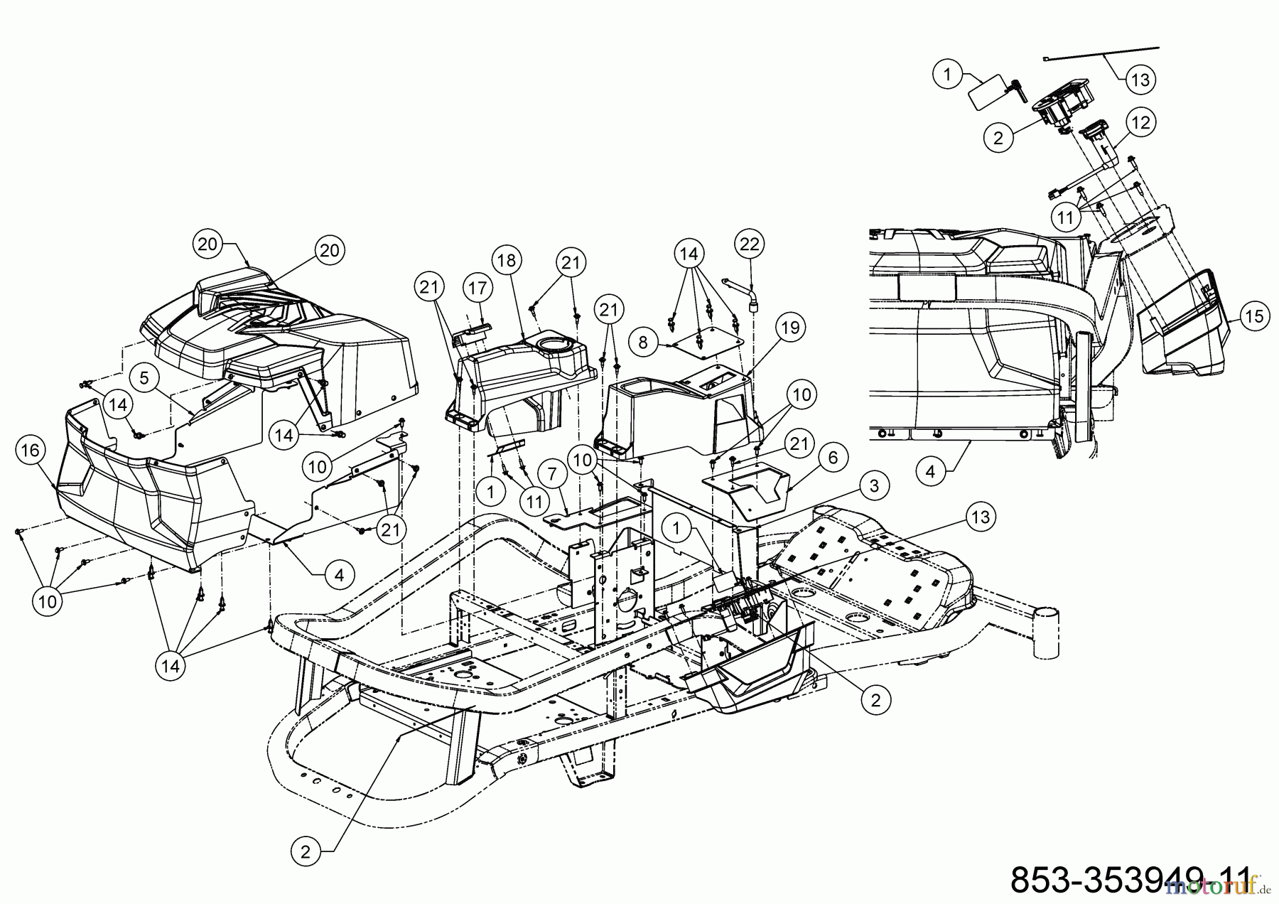  Cub Cadet Zero Turn XZ5 EL107 34BBA2CS603 (2023) Plate-forme, Habillages