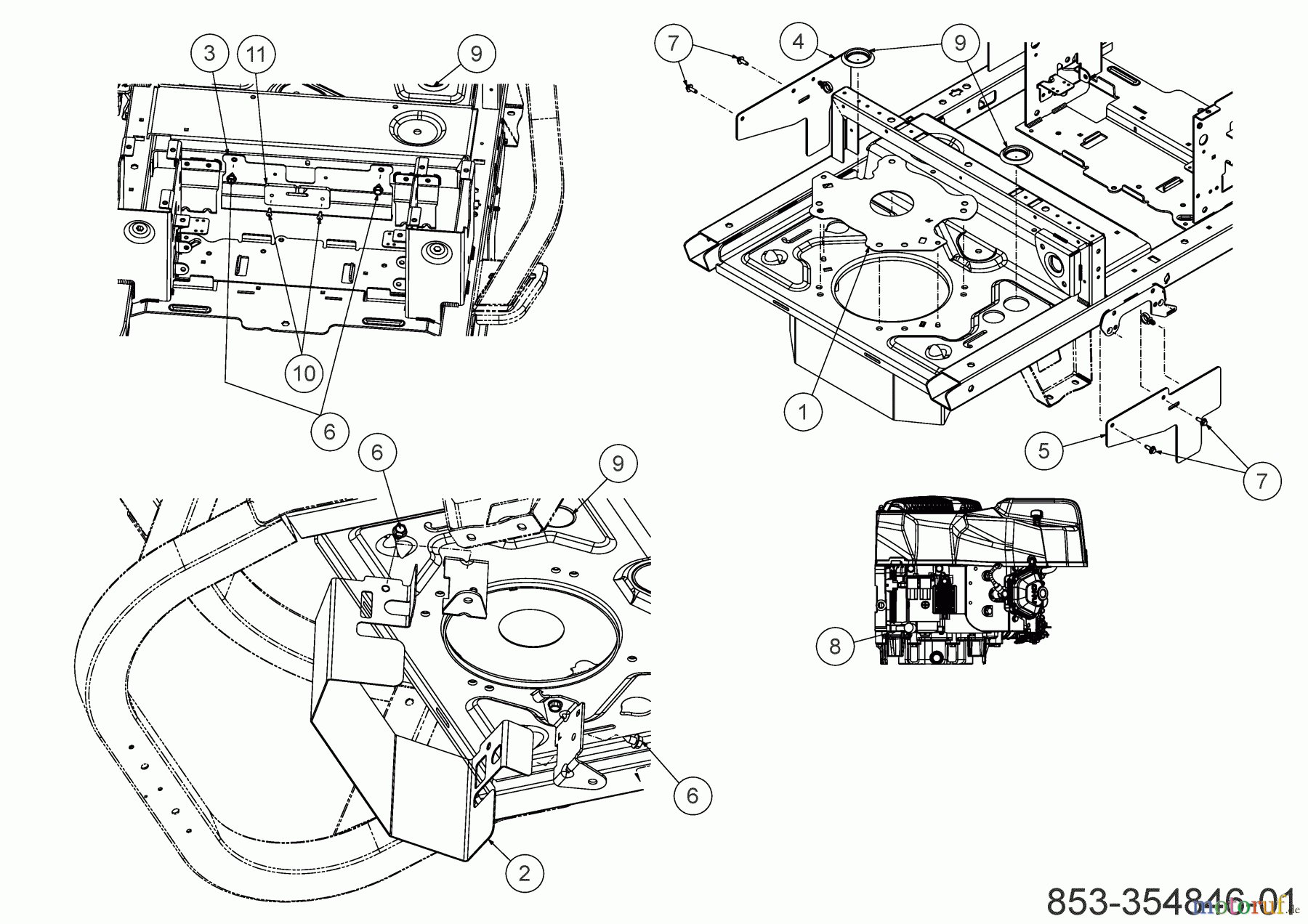  Cub Cadet Zero Turn XZ5 L137 17AIEAC3603 (2023) Plaques de fixation châssis