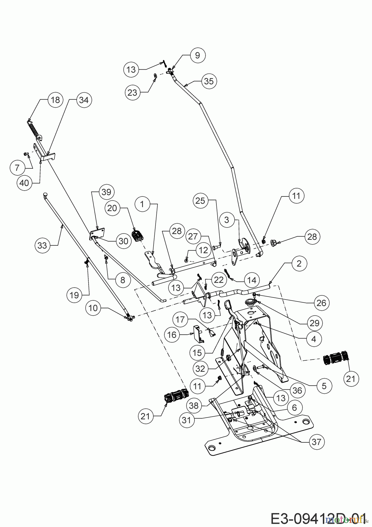  Cub Cadet Tracteurs de pelouse LR2 MS76 13A721JD603 (2021) Tige de frein, Tige de commande, Pedale