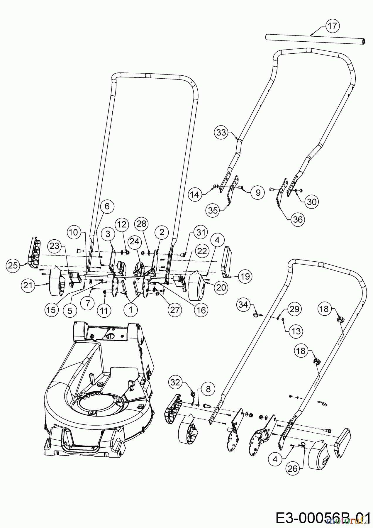  Wolf-Garten Tondeuse thermique tractée OMEGA2 53 B V 12AQZA7F650 (2019) Brancard