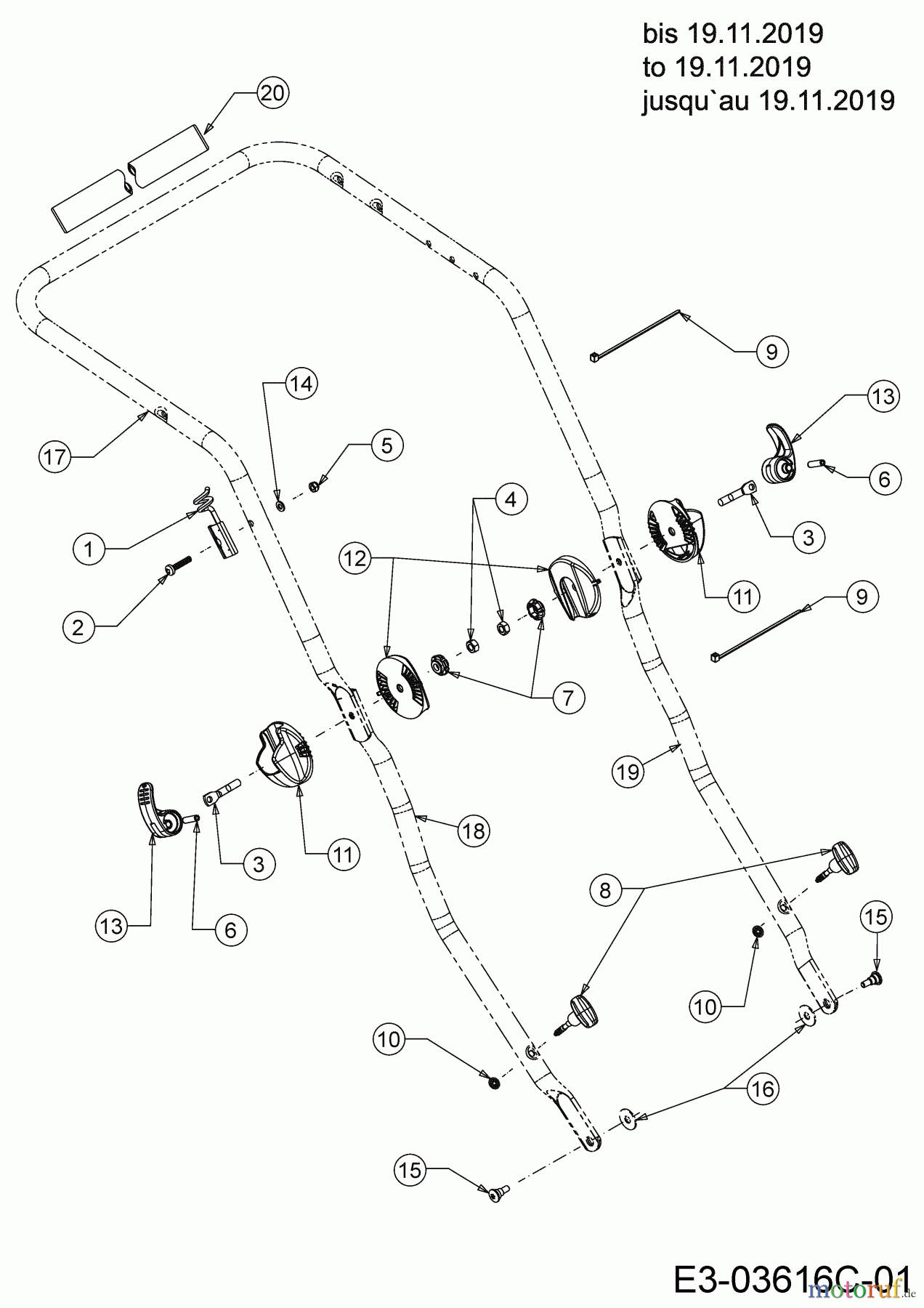  Wolf-Garten Tondeuse thermique tractée A 420 AVHW 12AQLV5B650 (2020) Brancard jusqu`au 19.11.2019