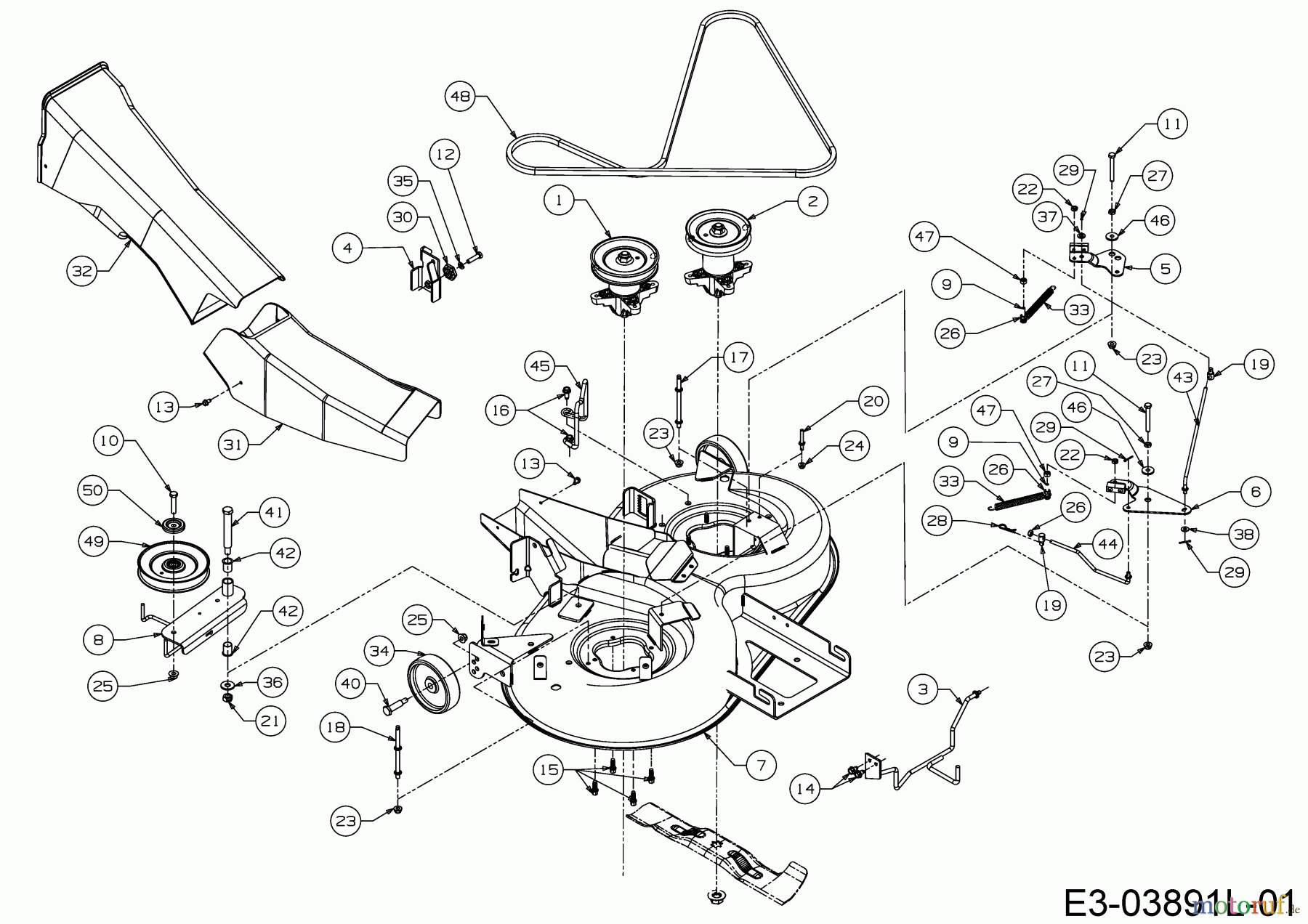  Wolf-Garten Tracteurs de pelouse A 92 H 13AH71RE650  (2020) Plateau de coupe E (36