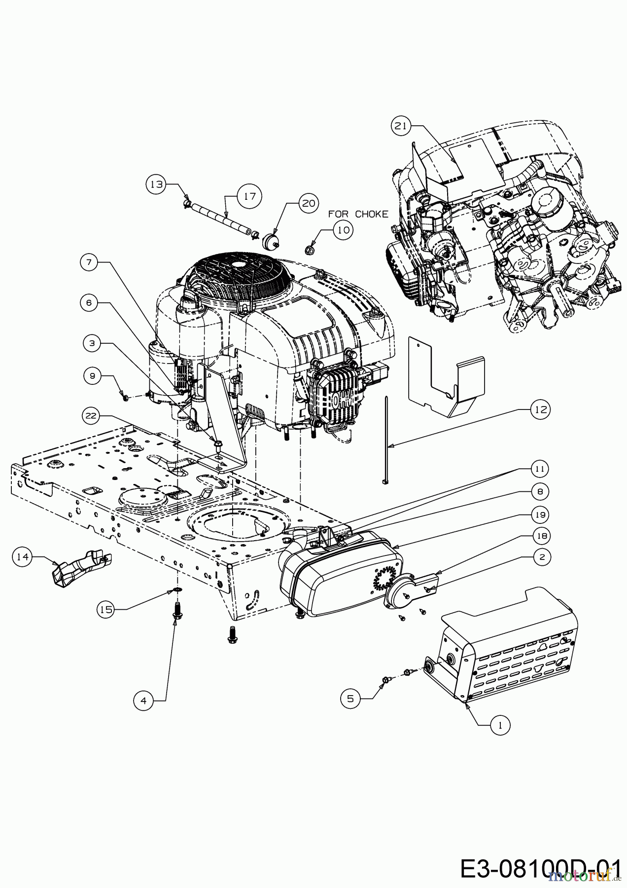  Wolf-Garten Tracteurs de pelouse E 13/92 T 13I2765E650  (2017) Accessoires moteur