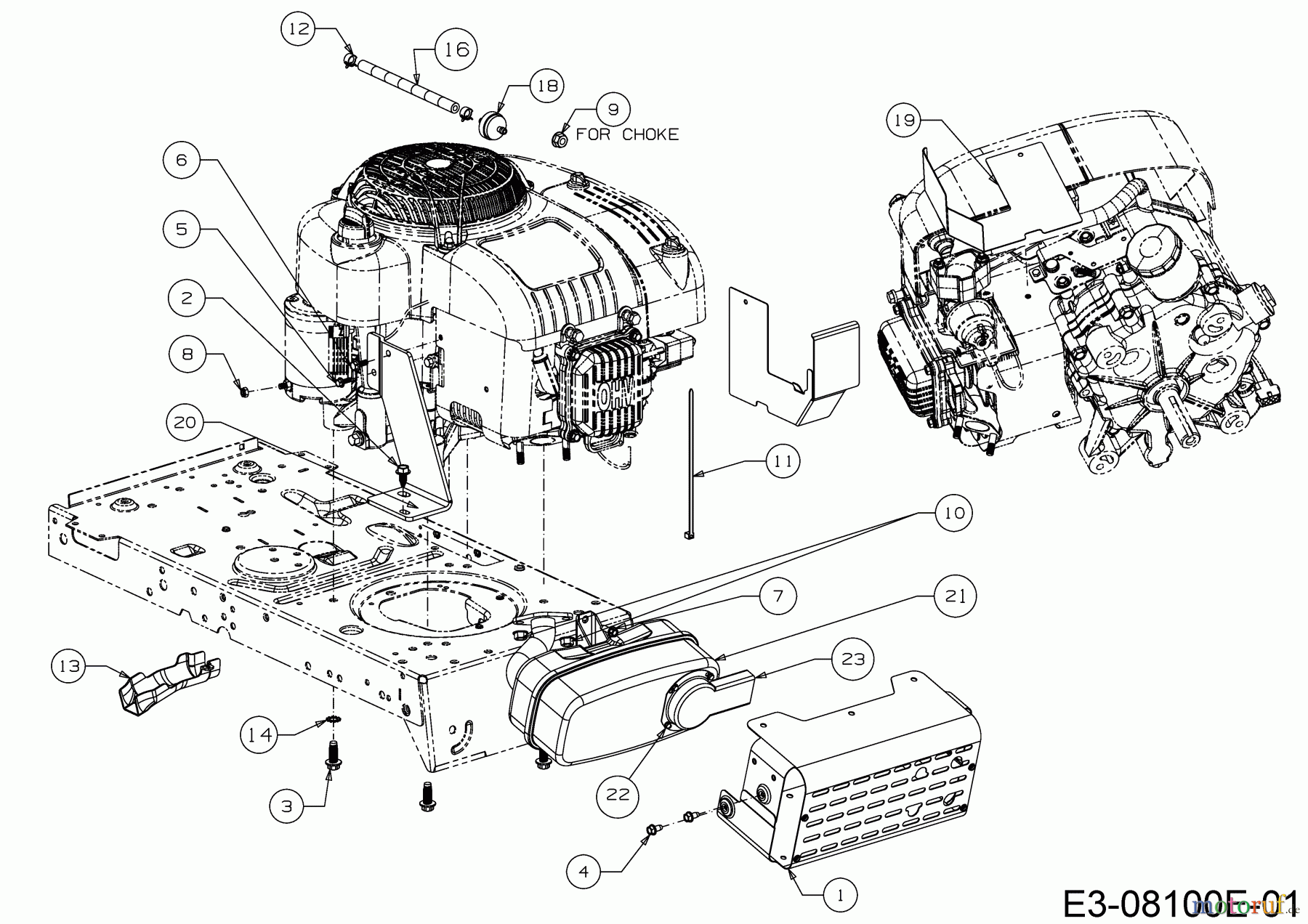  Wolf-Garten Tracteurs de pelouse E 13/92 H 13H2715E650  (2020) Accessoires moteur