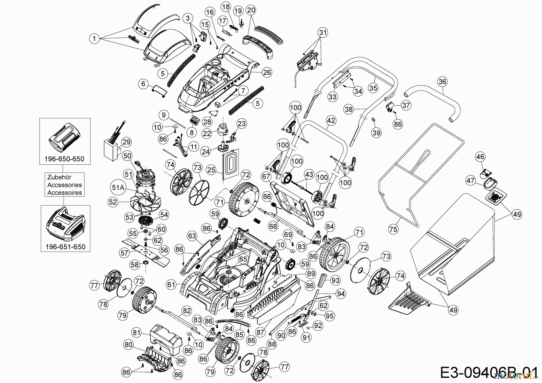  Wolf-Garten Tondeuse à batterie 72V Li-Ion Power 37 18AKHJ23650  (2018) Machine de base