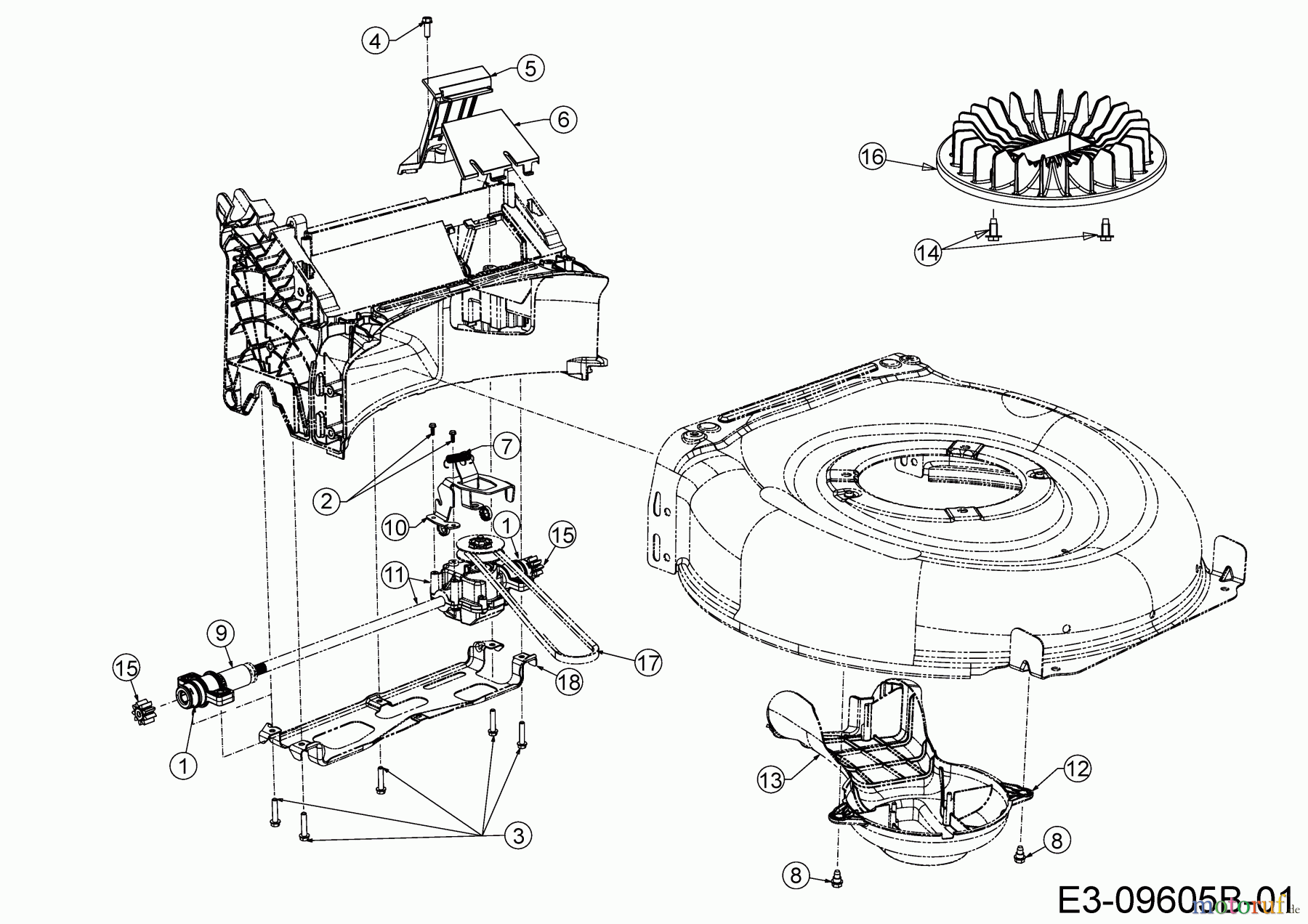  Wolf-Garten Tondeuse thermique tractée AT 420 AHHW 12B-LVCQ650  (2019) Boîte de vitesse, Courroie, Ventilateur