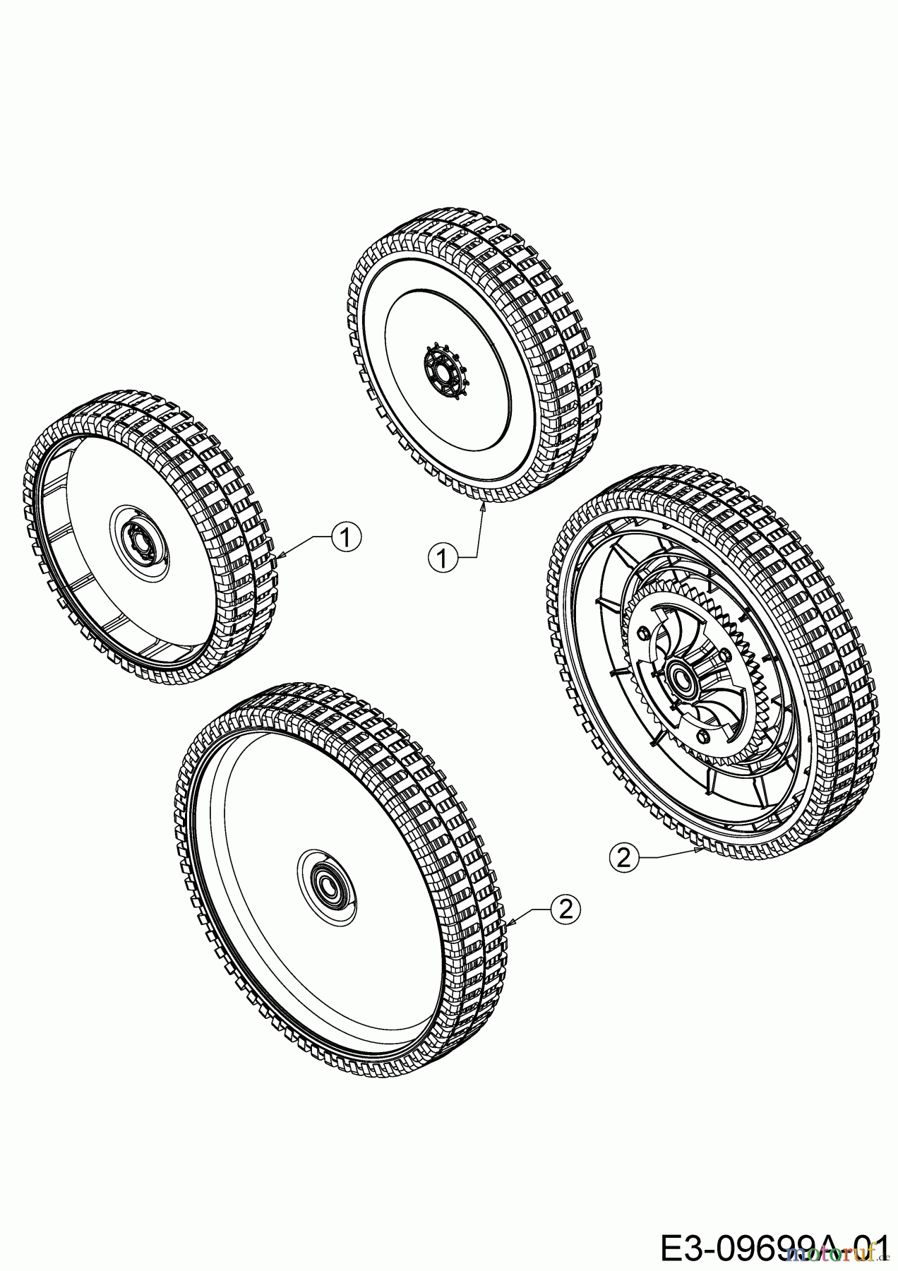  Wolf-Garten Tondeuse thermique tractée A 530 ASPHWIS 12BYPV7E650 (2019) Roues