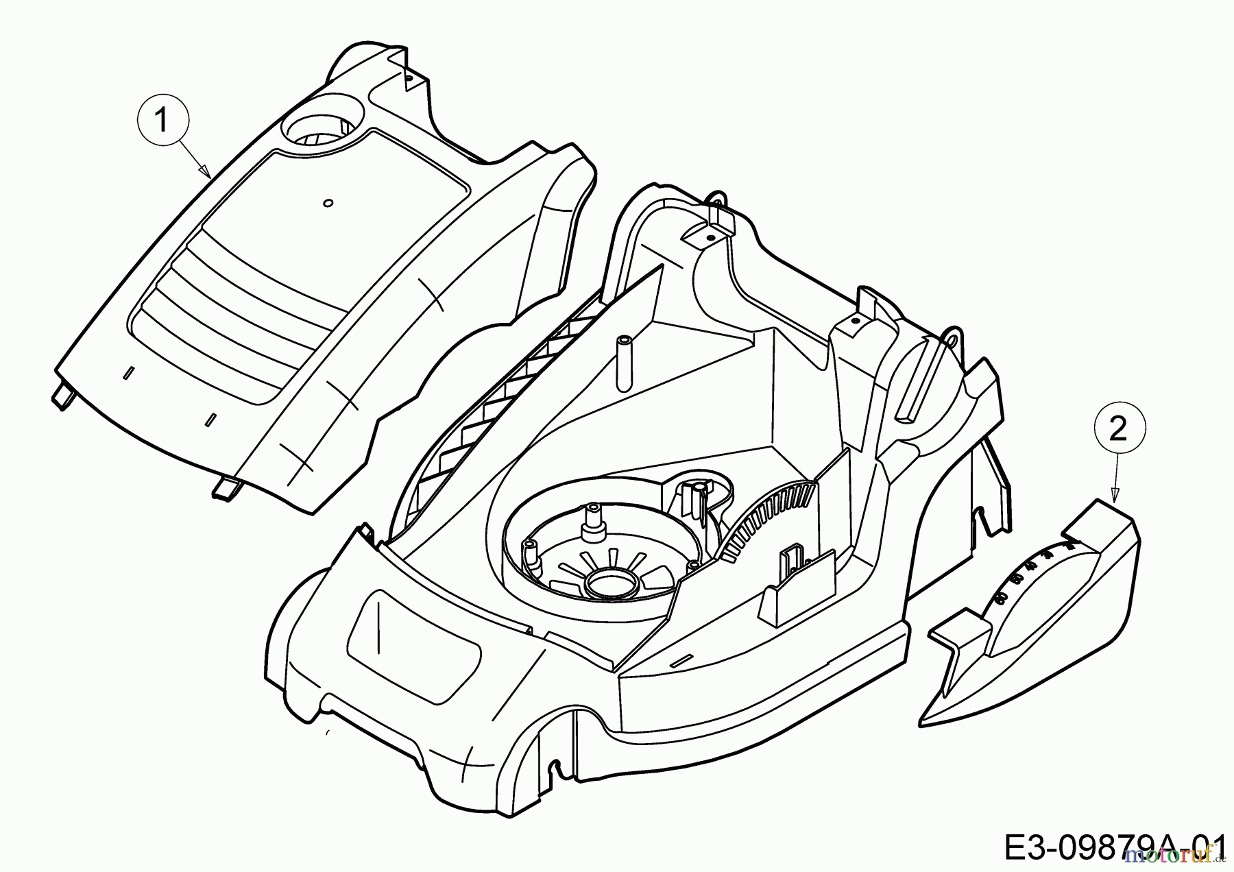  Wolf-Garten Tondeuse électrique Expert 34 E 18BWF1S-650  (2017) Couvercle de protection latéral, Capot de moteur