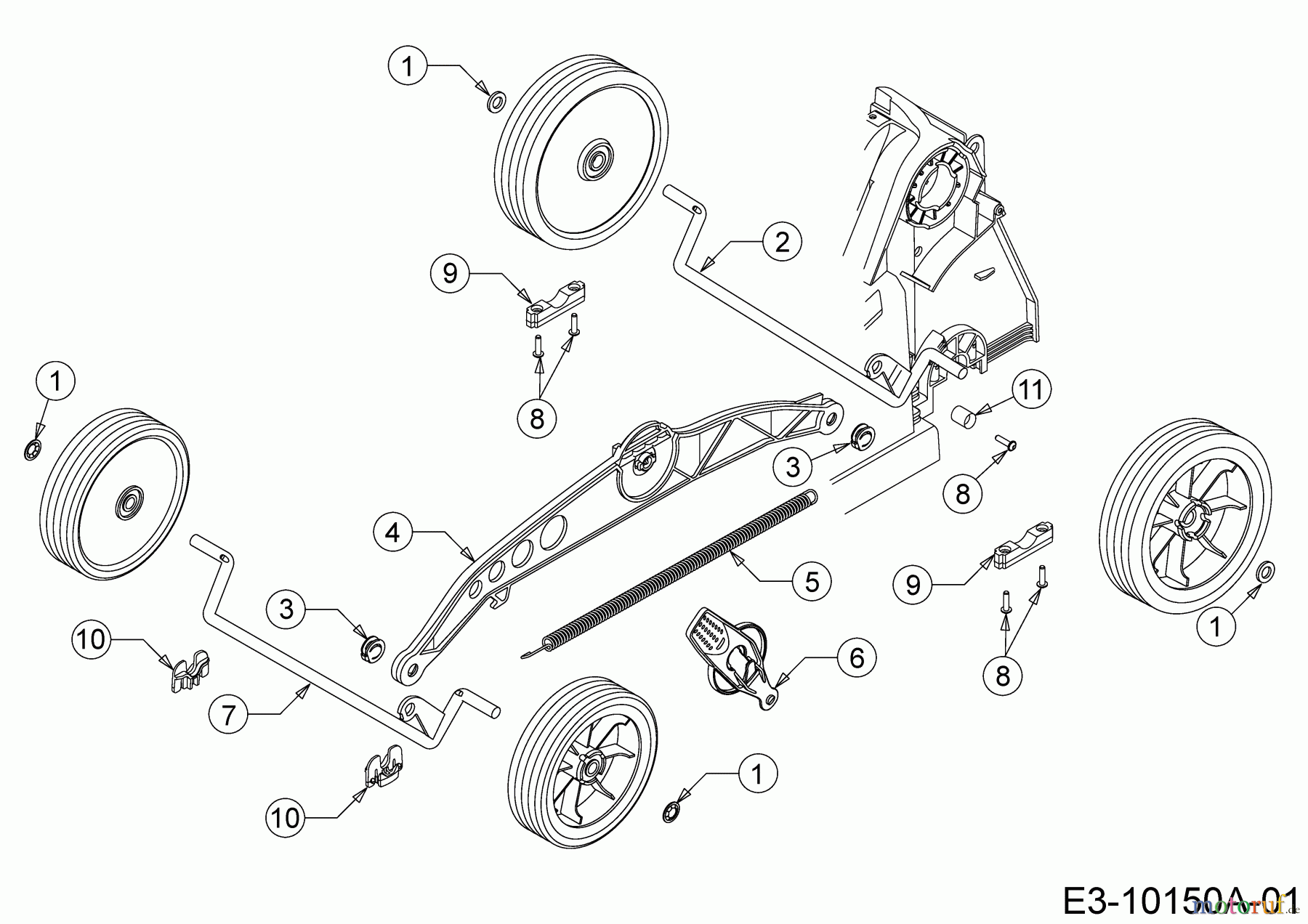  Wolf-Garten Tondeuse électrique Expert 40 E 18CWH1K-C50  (2016) Axe, Réglage de hauteur