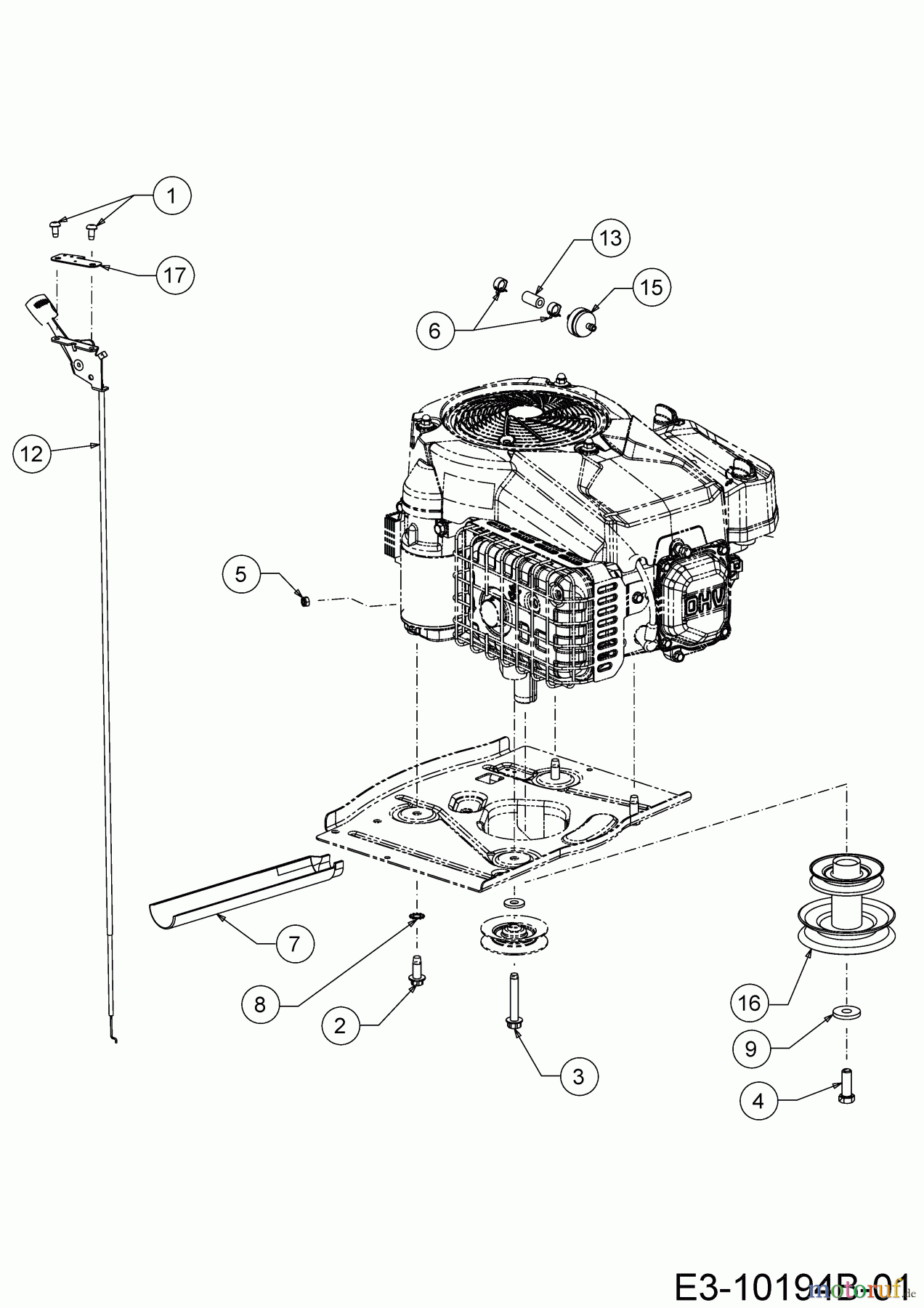  Wolf-Garten Tracteurs de pelouse Scooter Hydro 13A721SD650  (2019) Cable de gaz, Poulie moteur, Accessoires moteur