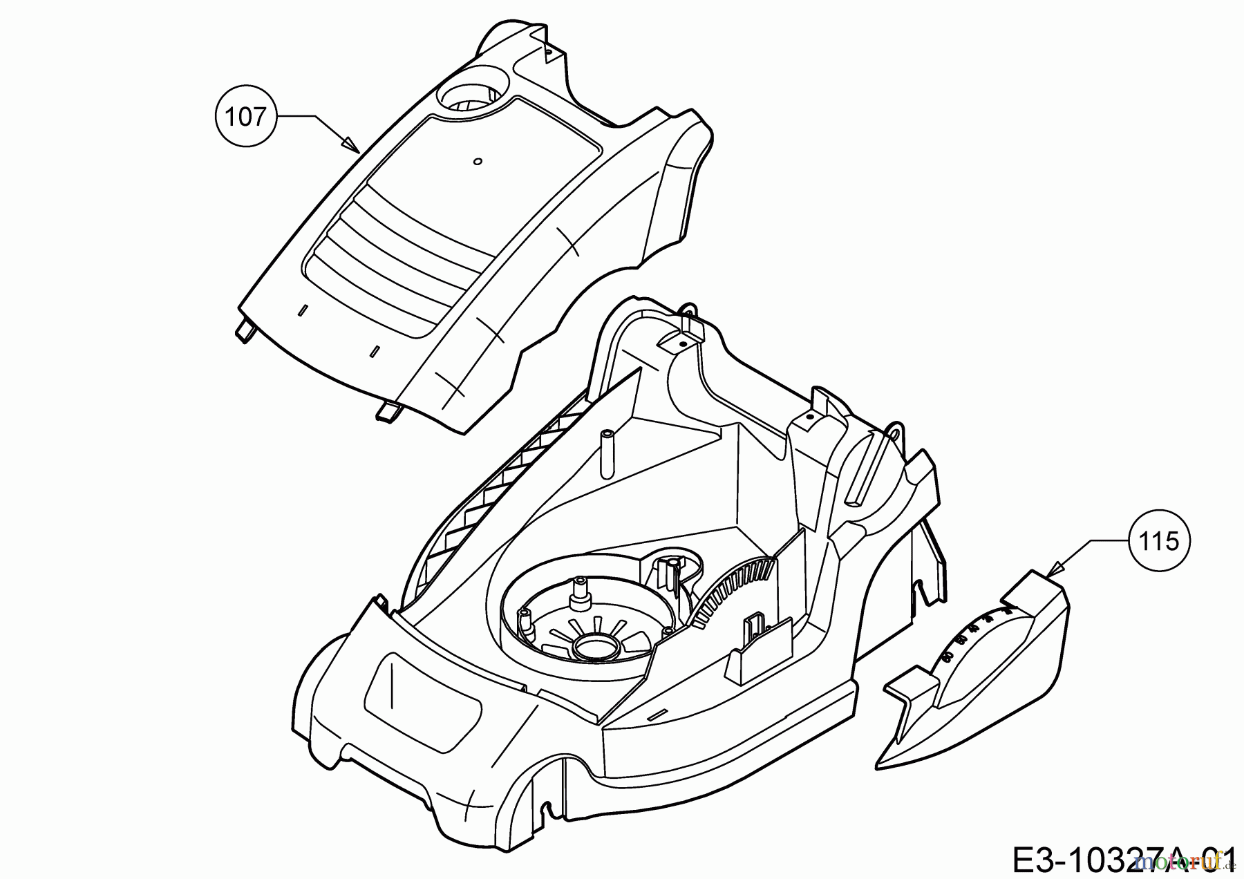  Wolf-Garten Tondeuse électrique Expert 37 E 18CWG1H-C50  (2017) Couvercle de protection latéral, Capot de moteur