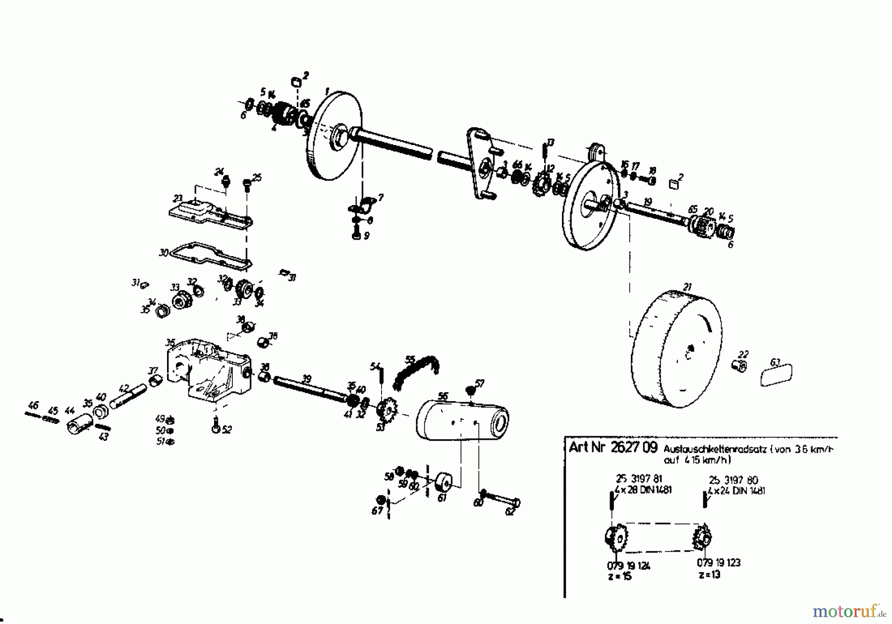  Gutbrod Tondeuse thermique tractée HB 45 R 02627.03  (1985) Boîte de vitesse, Roues