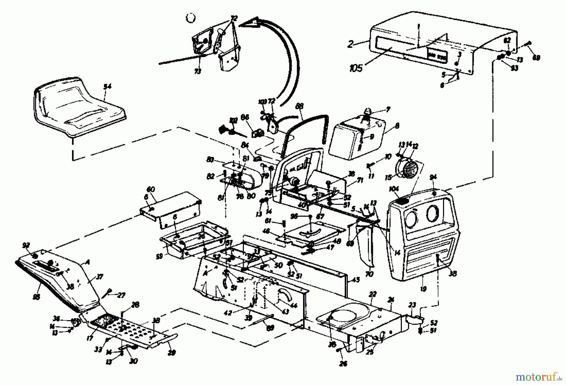  Gutbrod Tracteurs de pelouse 610 EBS 02651.02  (1986) Tableau de bord, Capot de moteur, Jupe