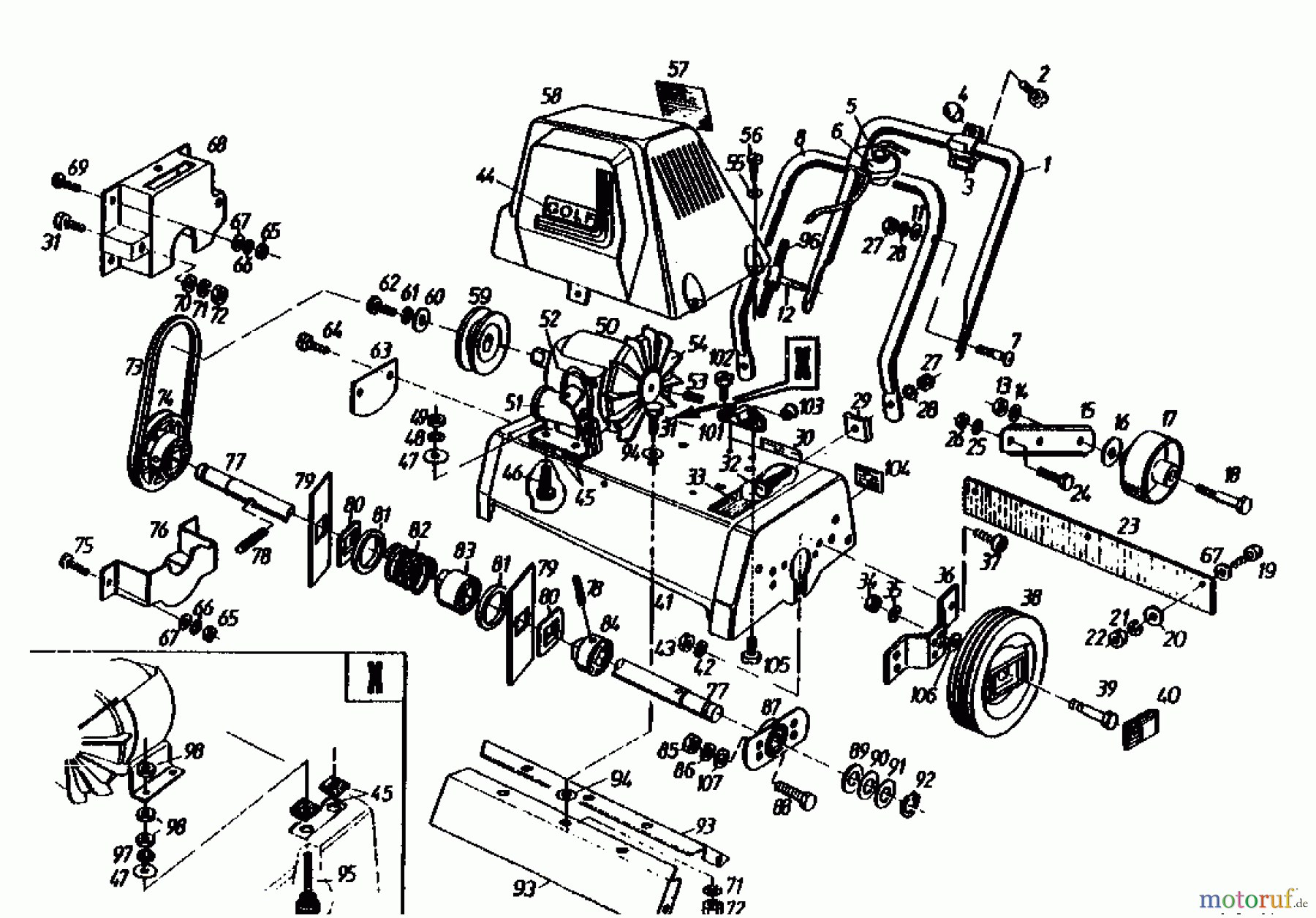  Golf Scarificateur électrique 135 VE 02645.08  (1990) Machine de base