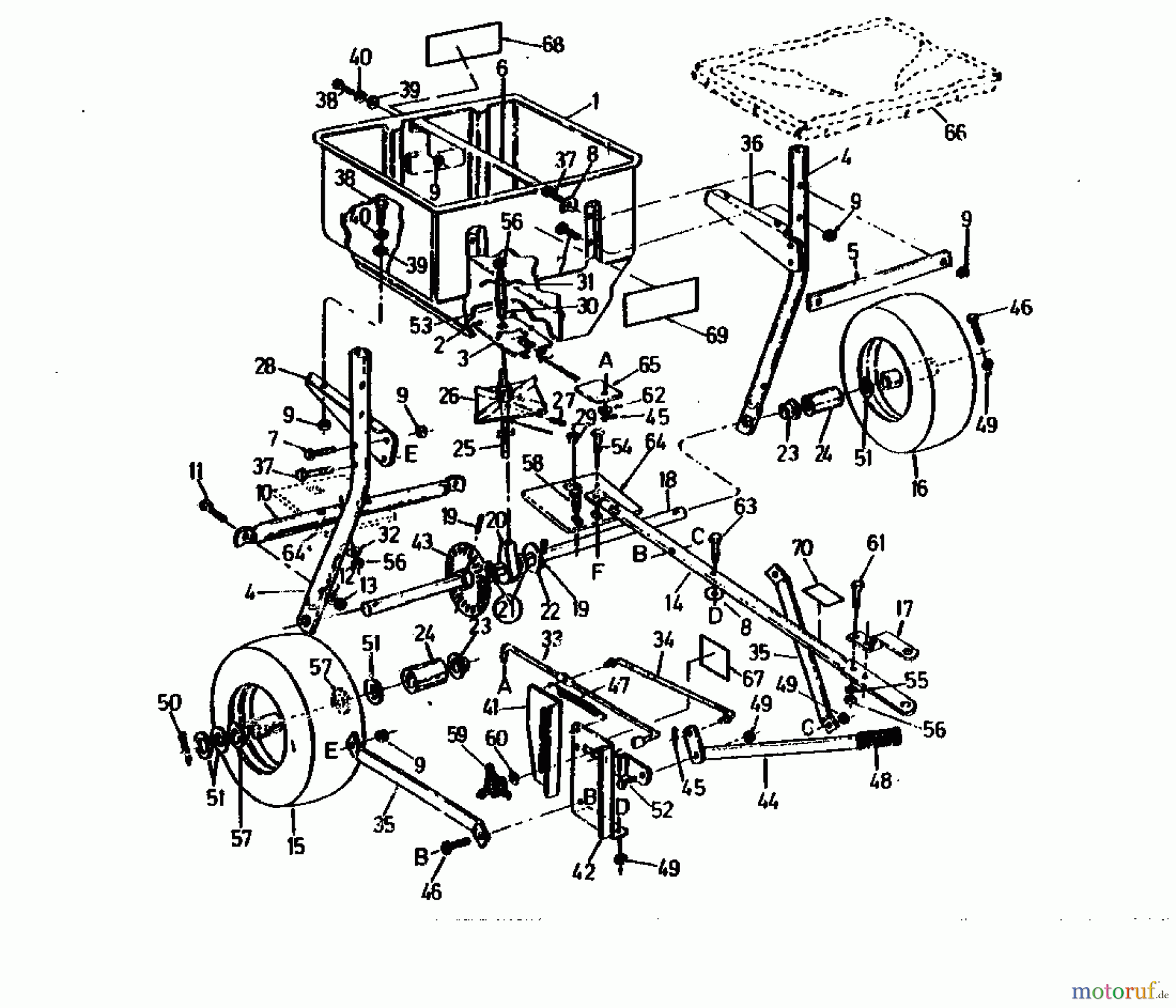  MTD Accèssoires Accèssoires tracteur de jardin et de pelouse Epandeur DS 70 04012.03  (1990) Machine de base