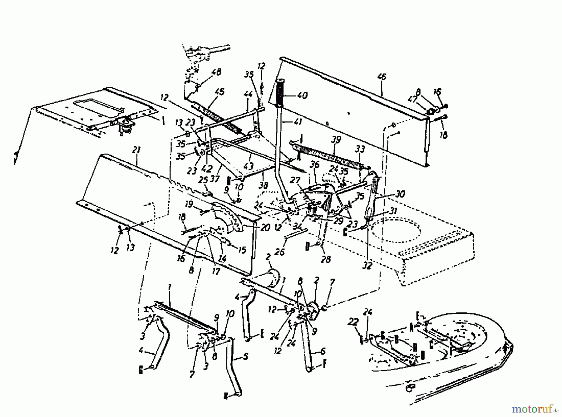  Columbia Tracteurs de pelouse 112/960 N 131-650F626  (1991) Relevage plateau de coupe