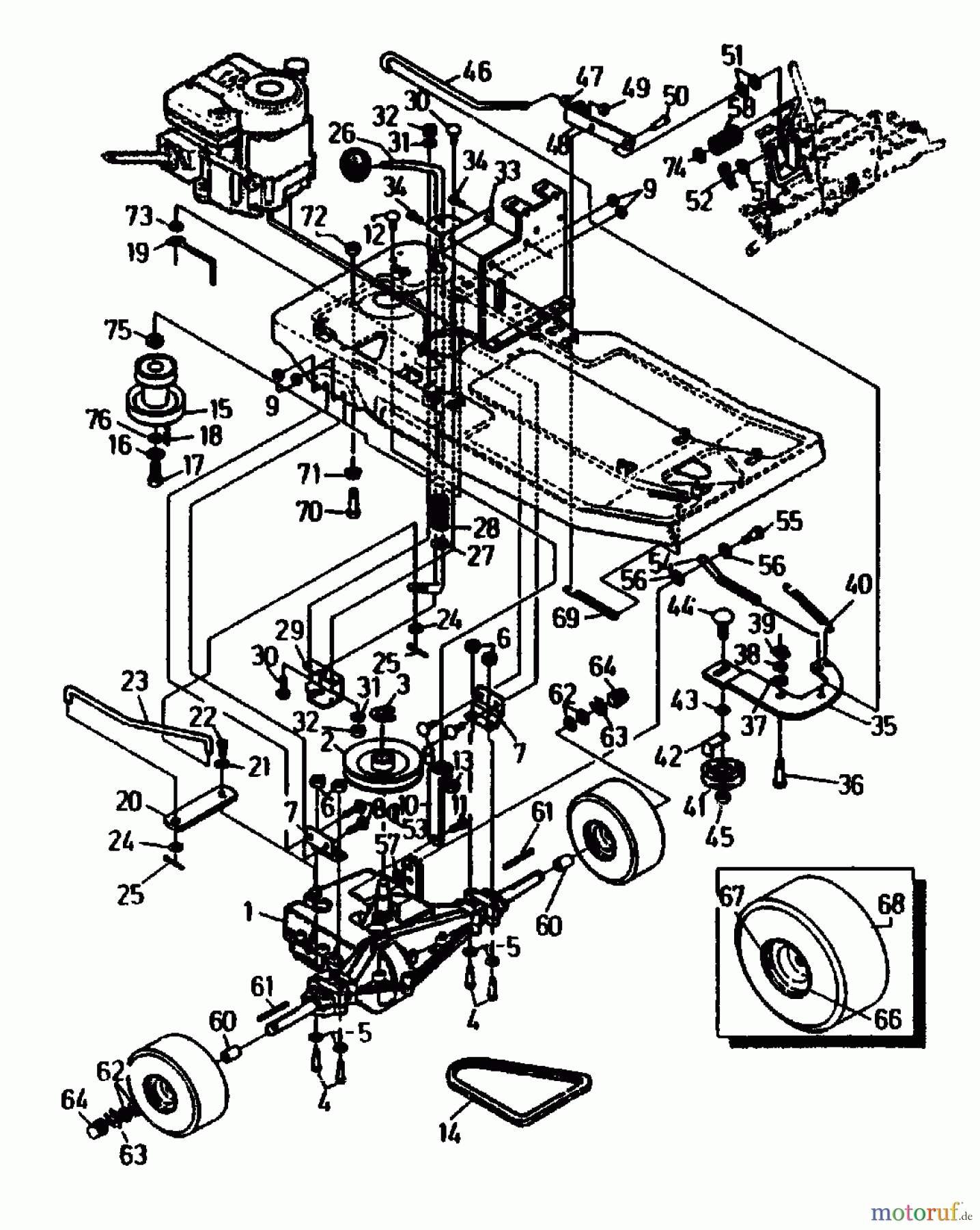  Gutbrod Tracteurs de pelouse ASB 90-10 04015.01  (1991) Boîte de vitesse, Poulie moteur, Roues arrière