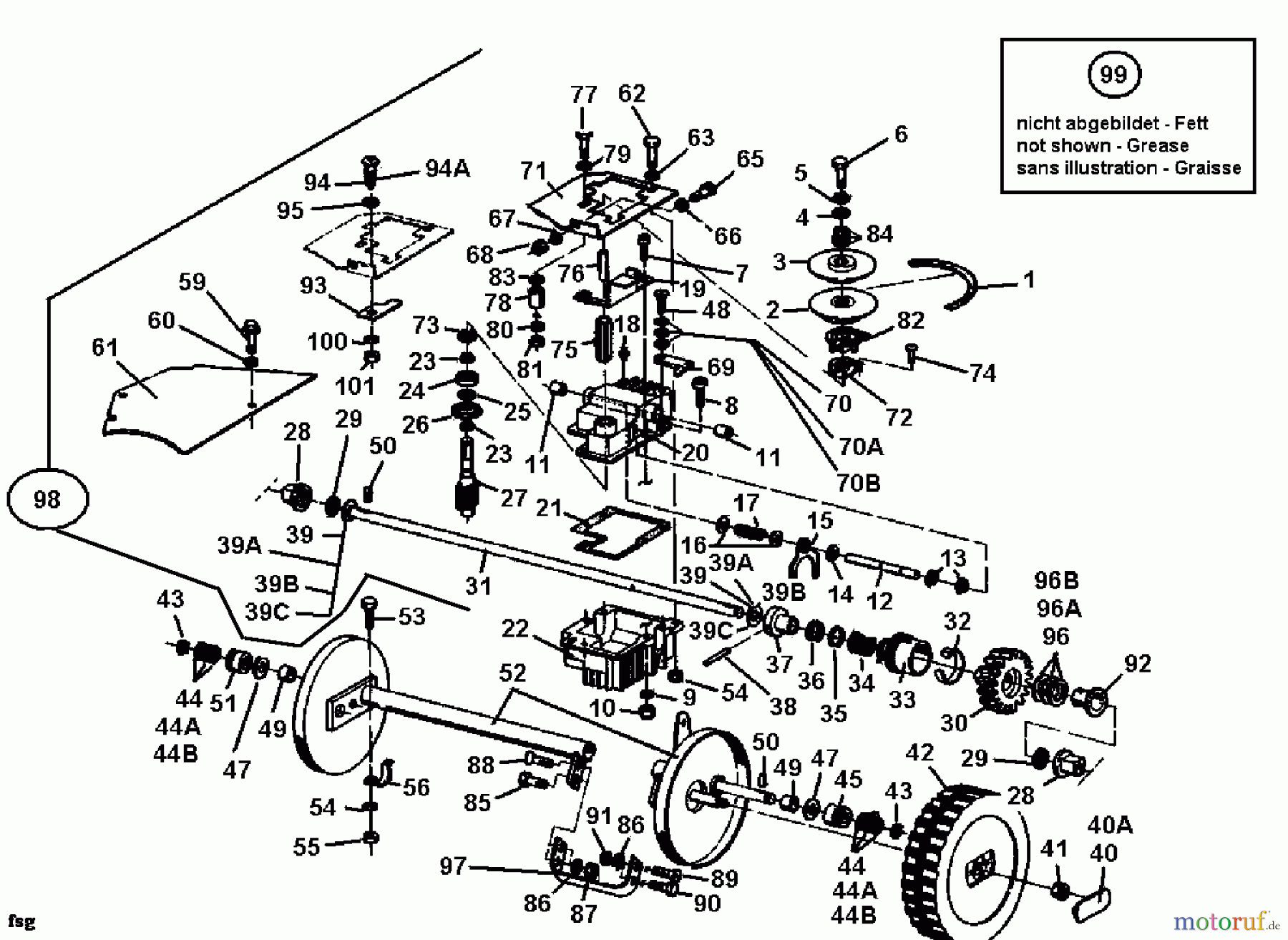  Gutbrod Tondeuse thermique tractée MH 534 RVE 04007.03  (1992) Boîte de vitesse