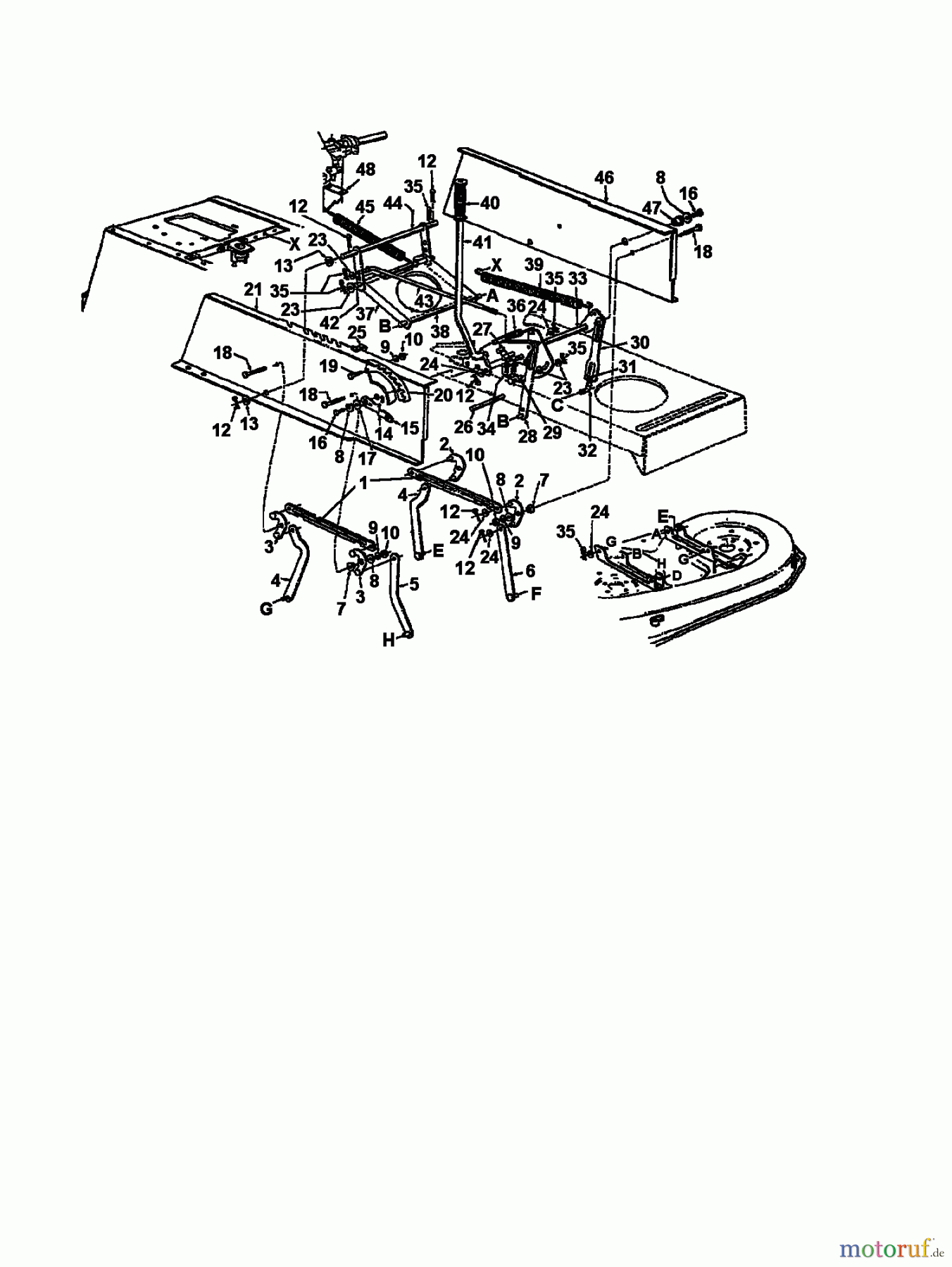  Bauhaus Tracteurs de pelouse Funrunner 132-679F646  (1992) Relevage plateau de coupe