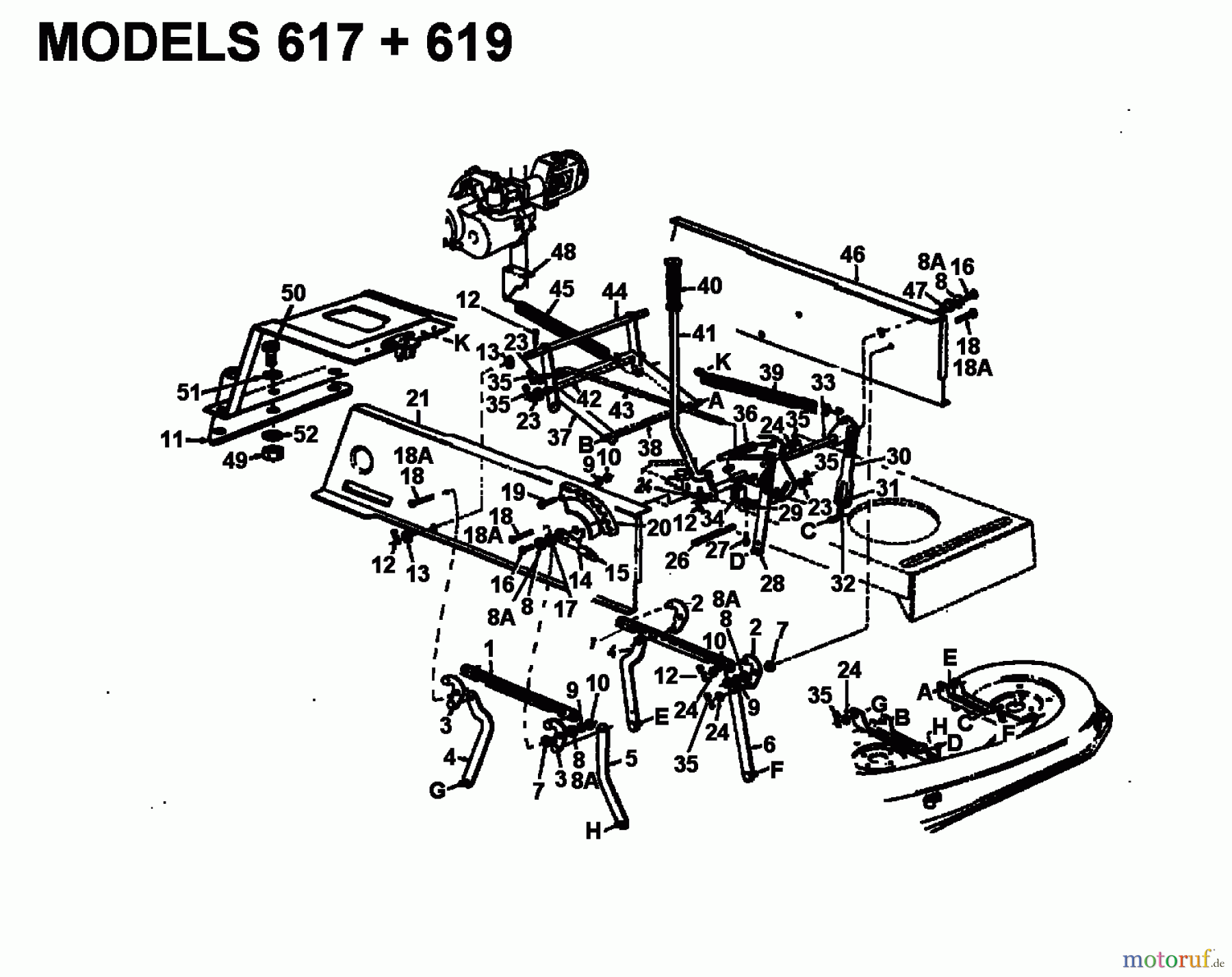  Super Tracteurs de pelouse Super 14-107 V 133S619G600  (1993) Relevage plateau de coupe