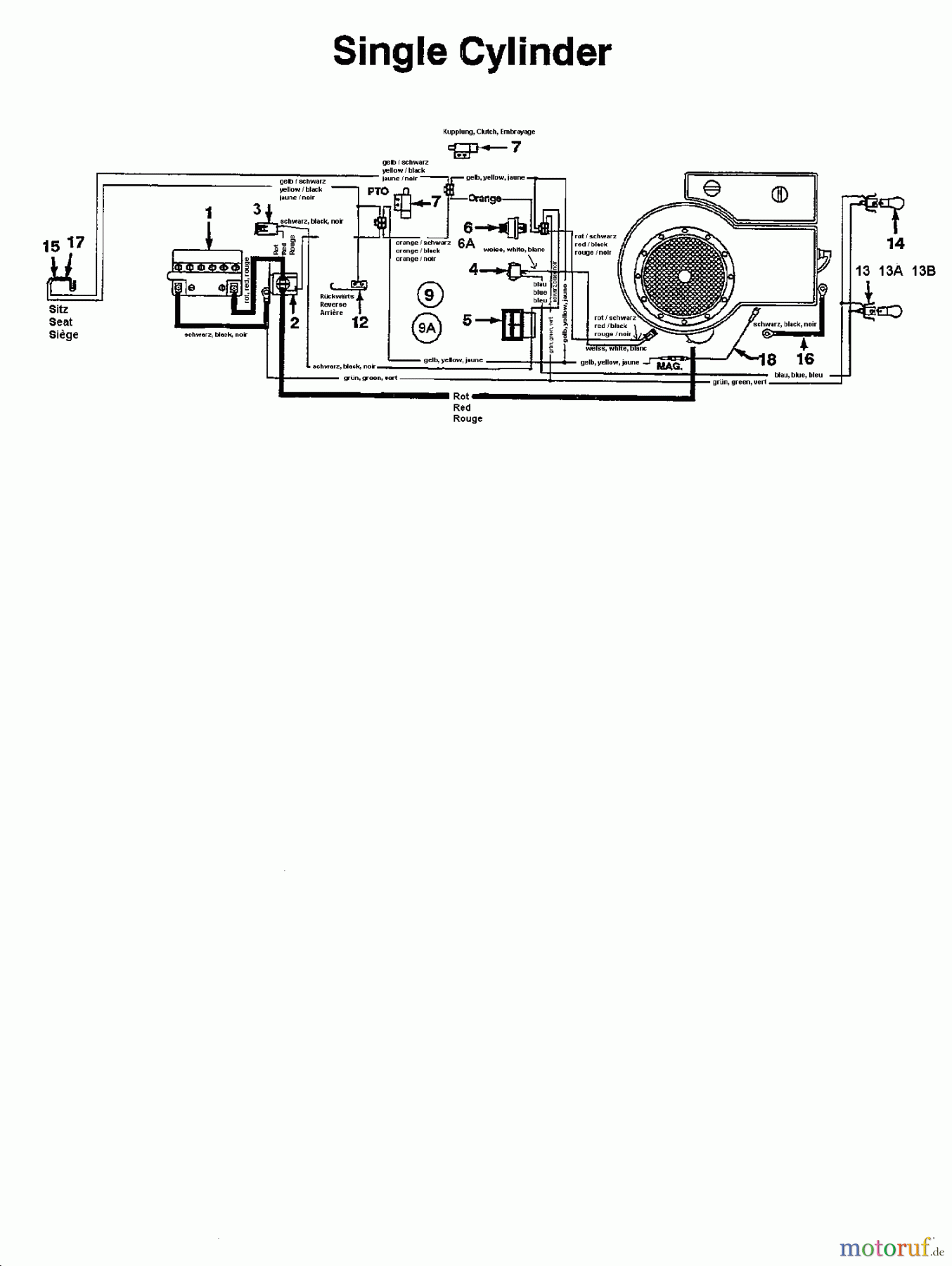  Agria Tracteurs de pelouse 4600/107 134S679G609  (1994) Plan électrique cylindre simple
