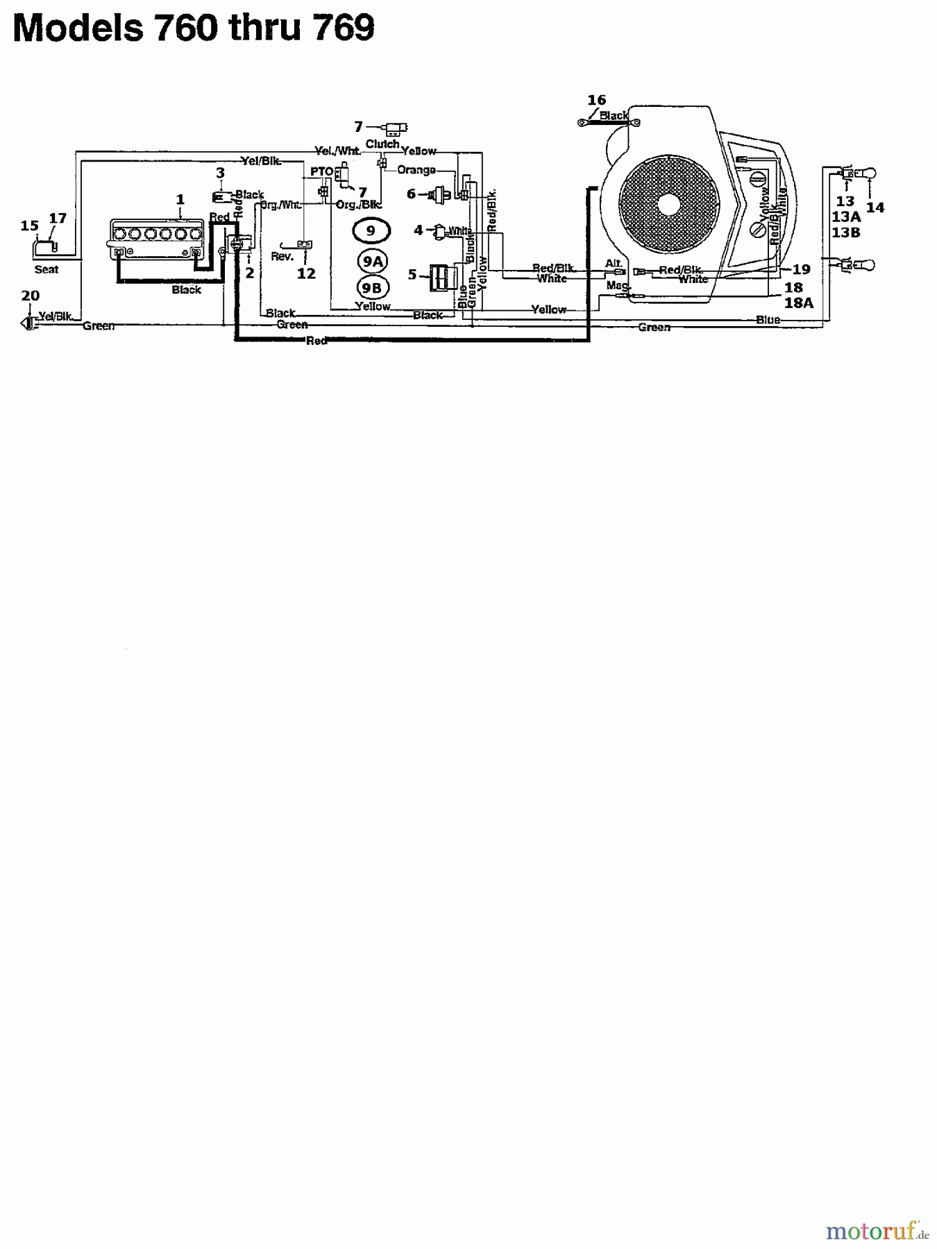  Agria Tracteurs de pelouse 4600/102 H 135N769N609  (1995) Plan électrique