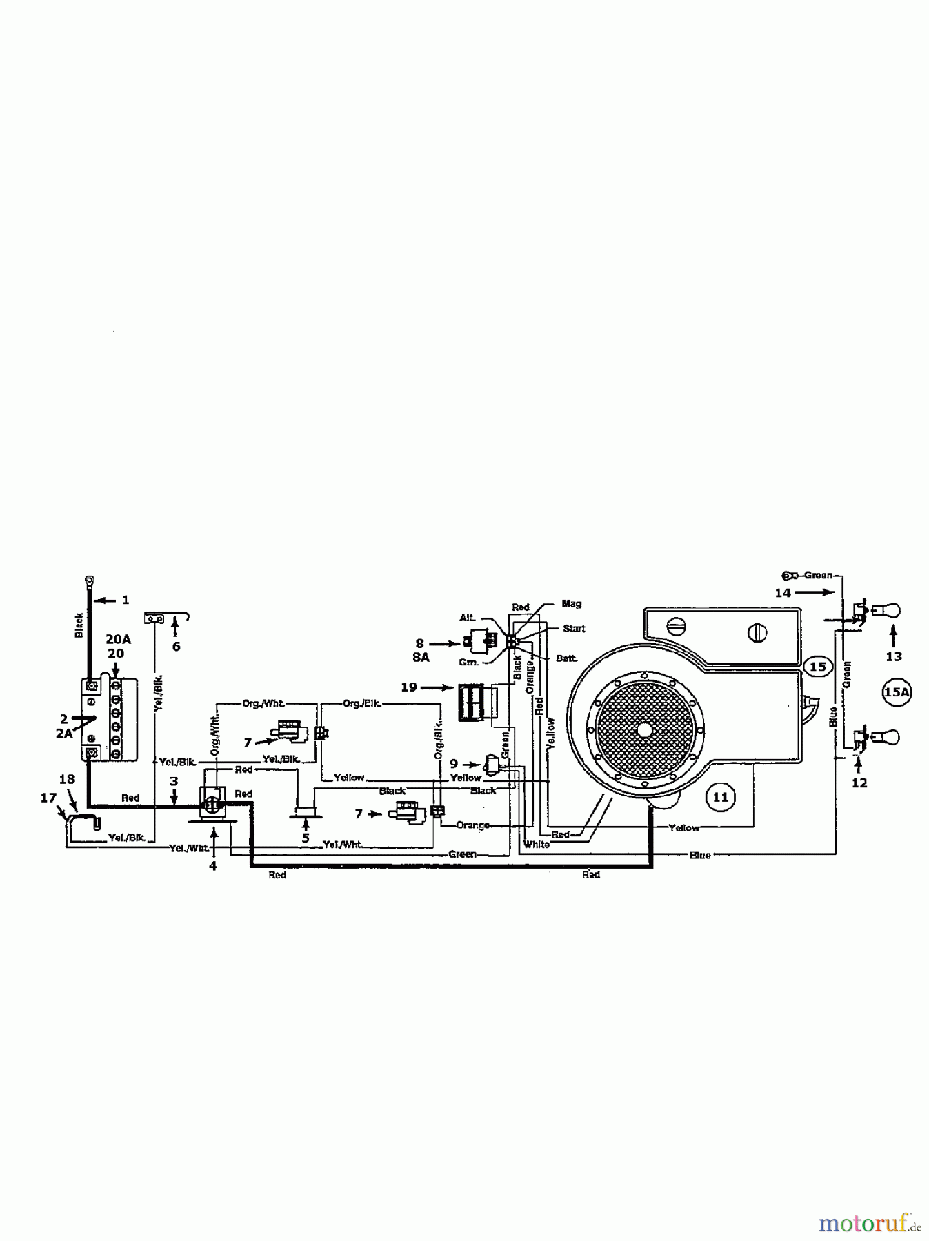  MTD Tracteurs de pelouse B 12 136H451E600  (1996) Plan électrique cylindre simple