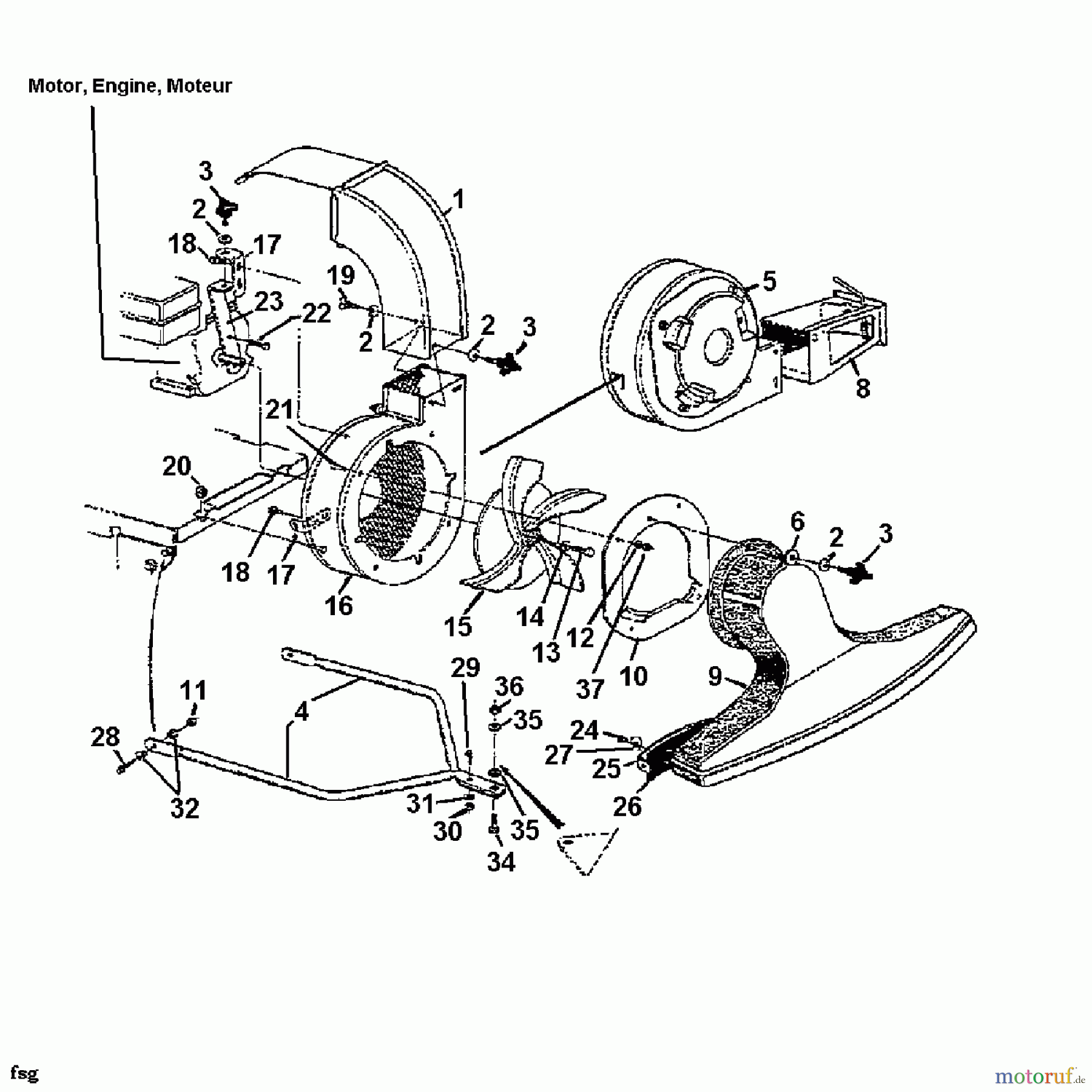  MTD Souffleur de feuille, Aspirateur de feuille 685 246-685-678  (1996) Buse d`aspiration, Raccord de remplissage