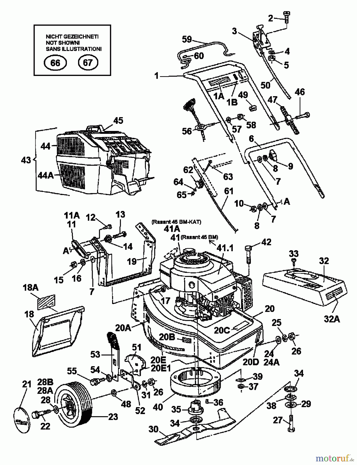  Rasant Tondeuse thermique 45 BM 04037.01  (1995) Machine de base