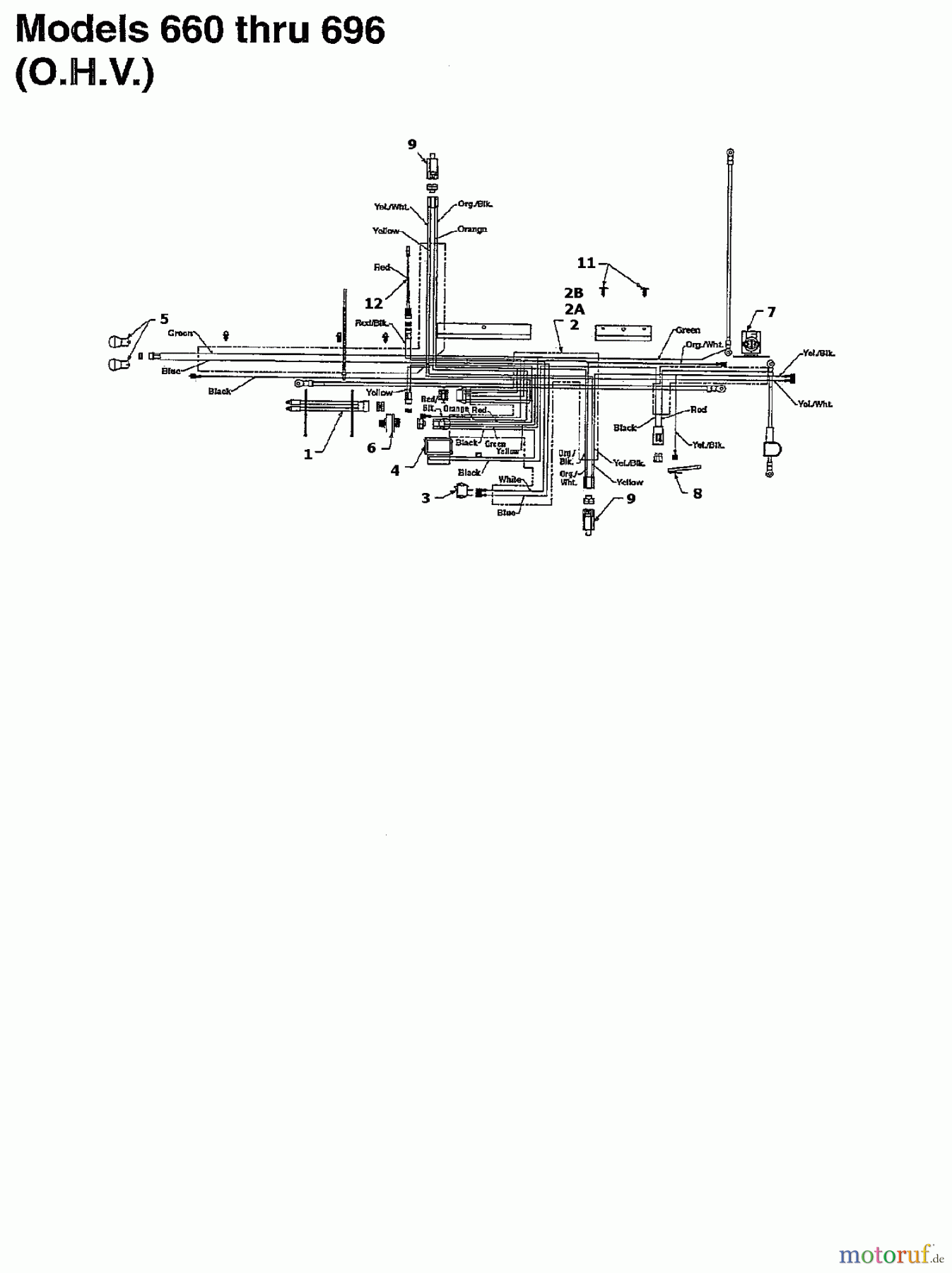  White Tracteurs de pelouse LT 160 136T676G679  (1996) Plan electrique pour O.H.V.