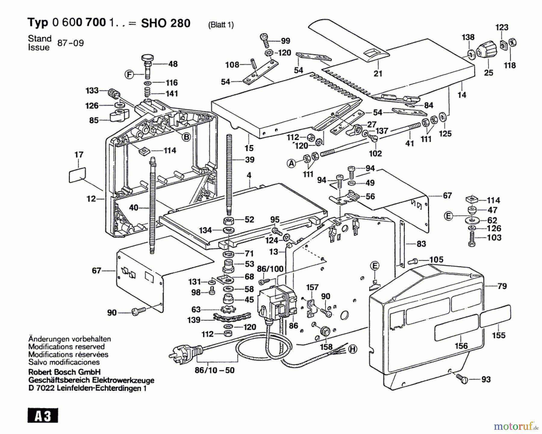  Bosch Werkzeug Abricht/Dickenhobel SHO 280 Seite 1