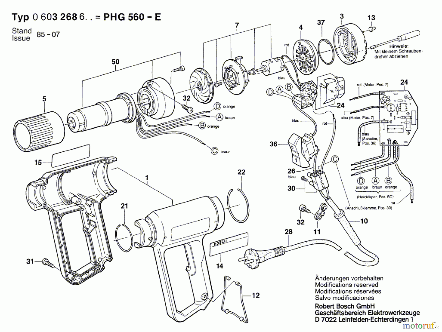  Bosch Werkzeug Heissluftgebläse PHG 560-E Seite 1