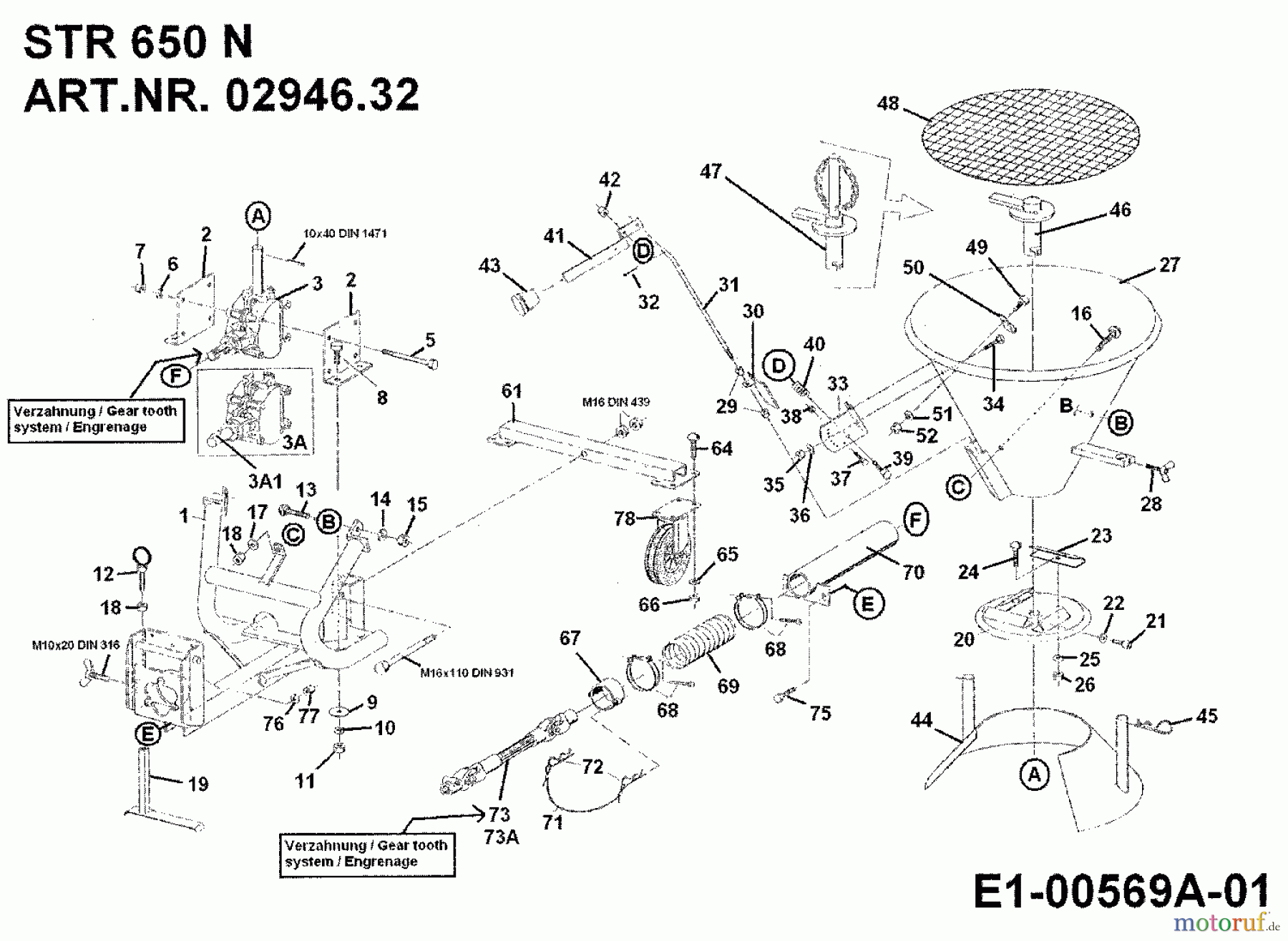  MTD Accèssoires Accèssoires motoculteur Epandeur STR 650 N avec RMS 650 pour 550-750 02946.32  (1992) Machine de base