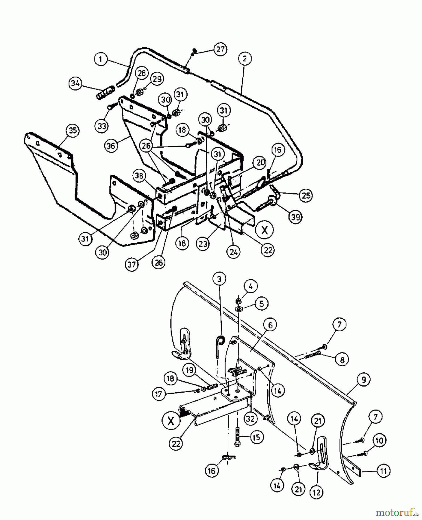  MTD Accèssoires Accèssoires tracteur de jardin et de pelouse Lame á neige pour série 600 châssis boîte 190-620-000  (1997) Machine de base