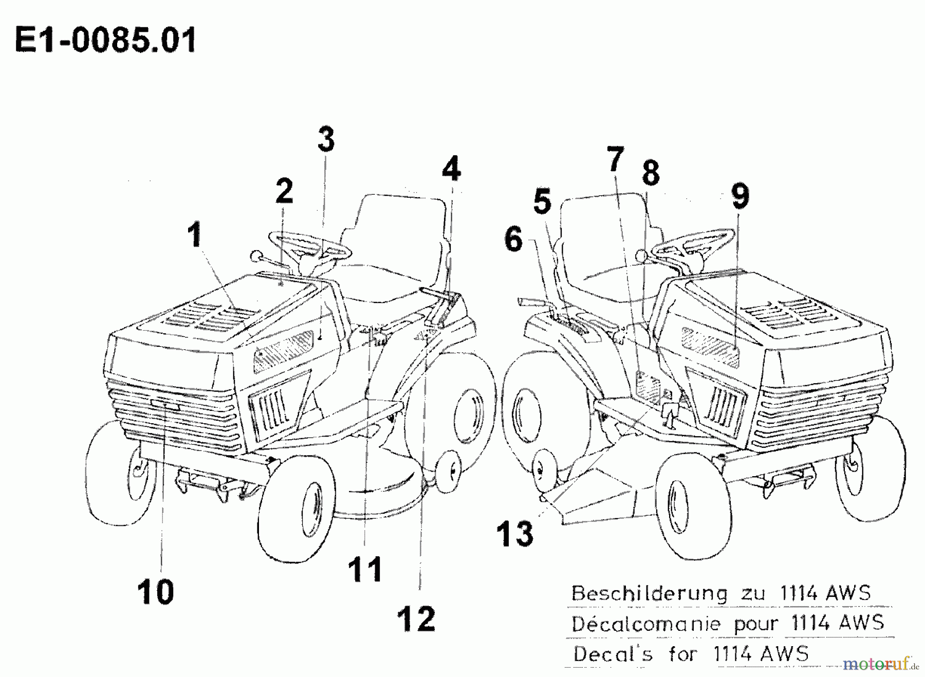  Gutbrod Tracteurs de pelouse 1114 AWS 00097.01  (1992) Décalcomanie